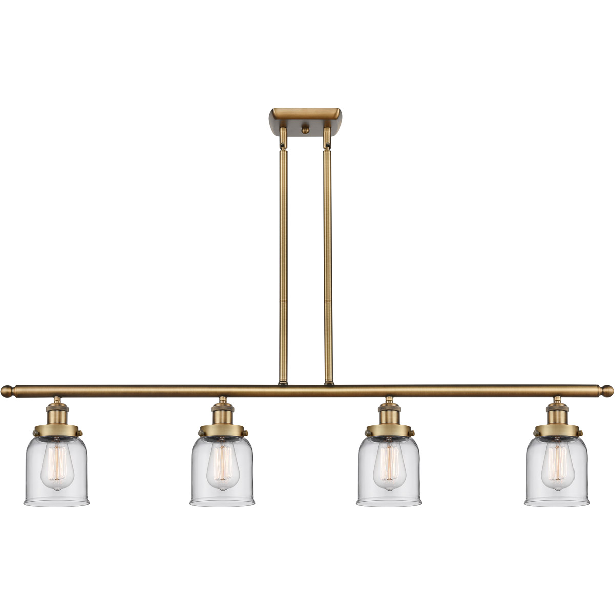 Ballston Small Bell 4 Light 48 inch Brushed Brass Island Light Ceiling Light in Clear Glass