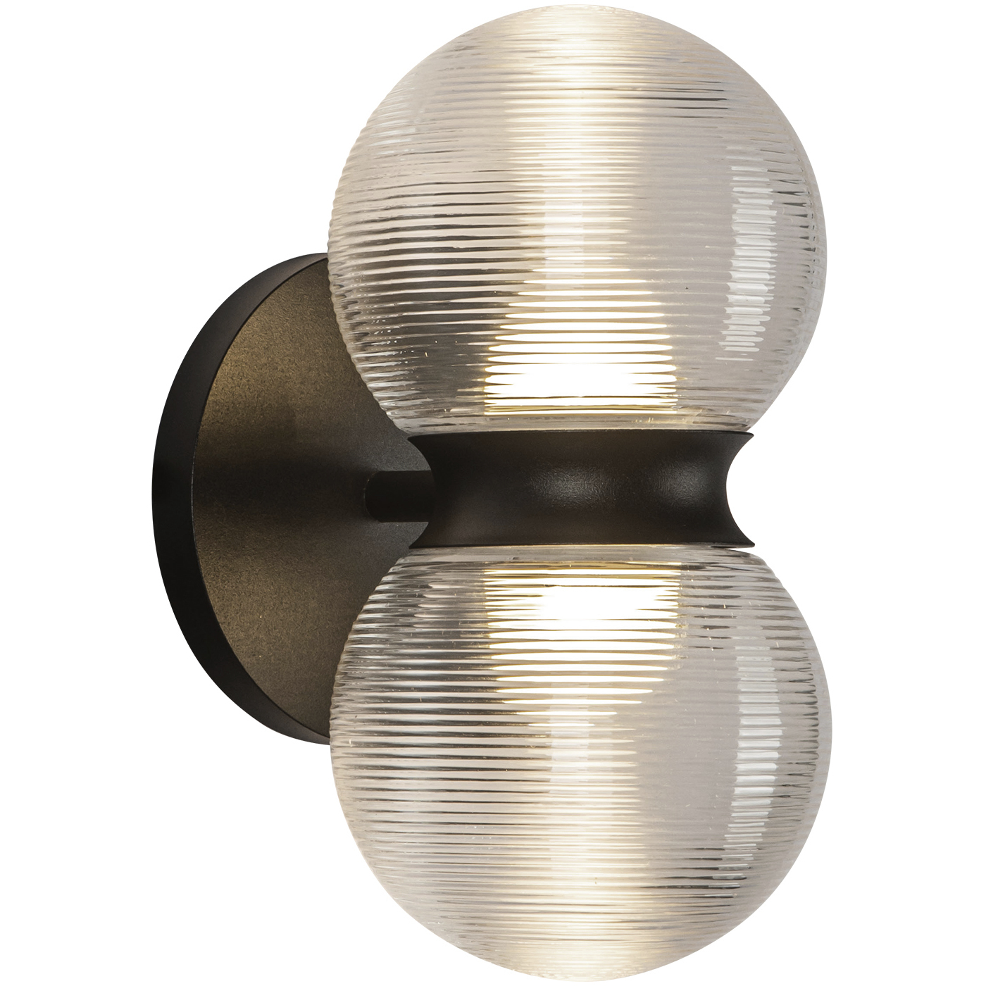 Peri LED 8.88 inch Black Exterior Wall in Clear Ribbed Glass