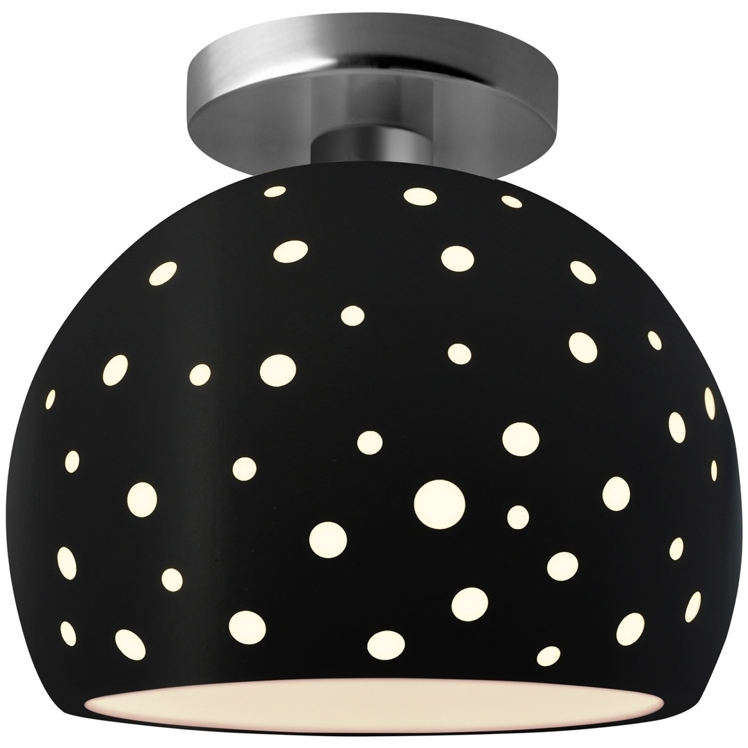 Perforated Globe Semi-Flush Ceiling Light in Brushed Nickel, Dedicated LED, Carbon Matte Black, 7W x 7H, Form+Finish+Function