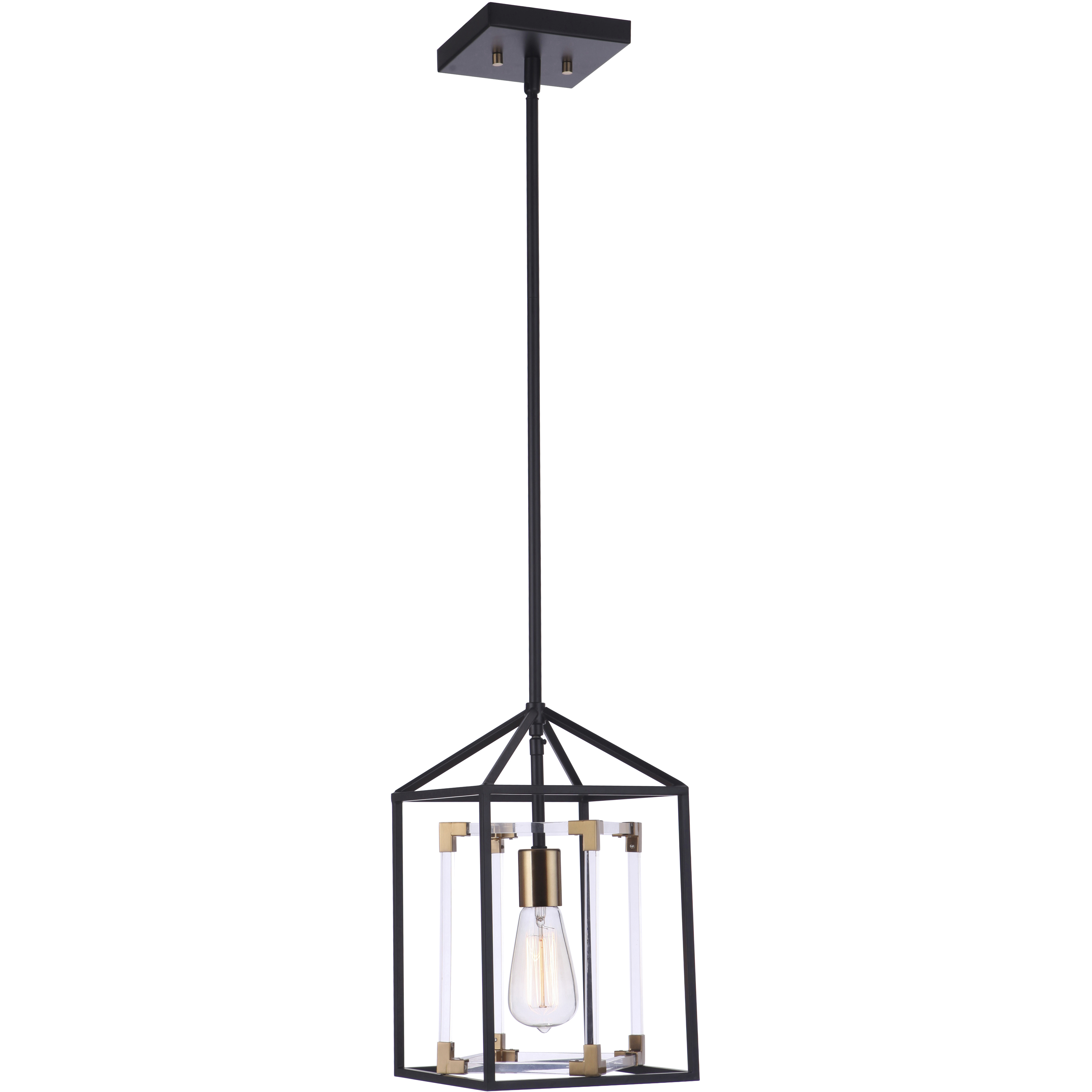 Aaron 1 Light 7.99 inch Flat Black and Satin Brass Pendant Ceiling Light