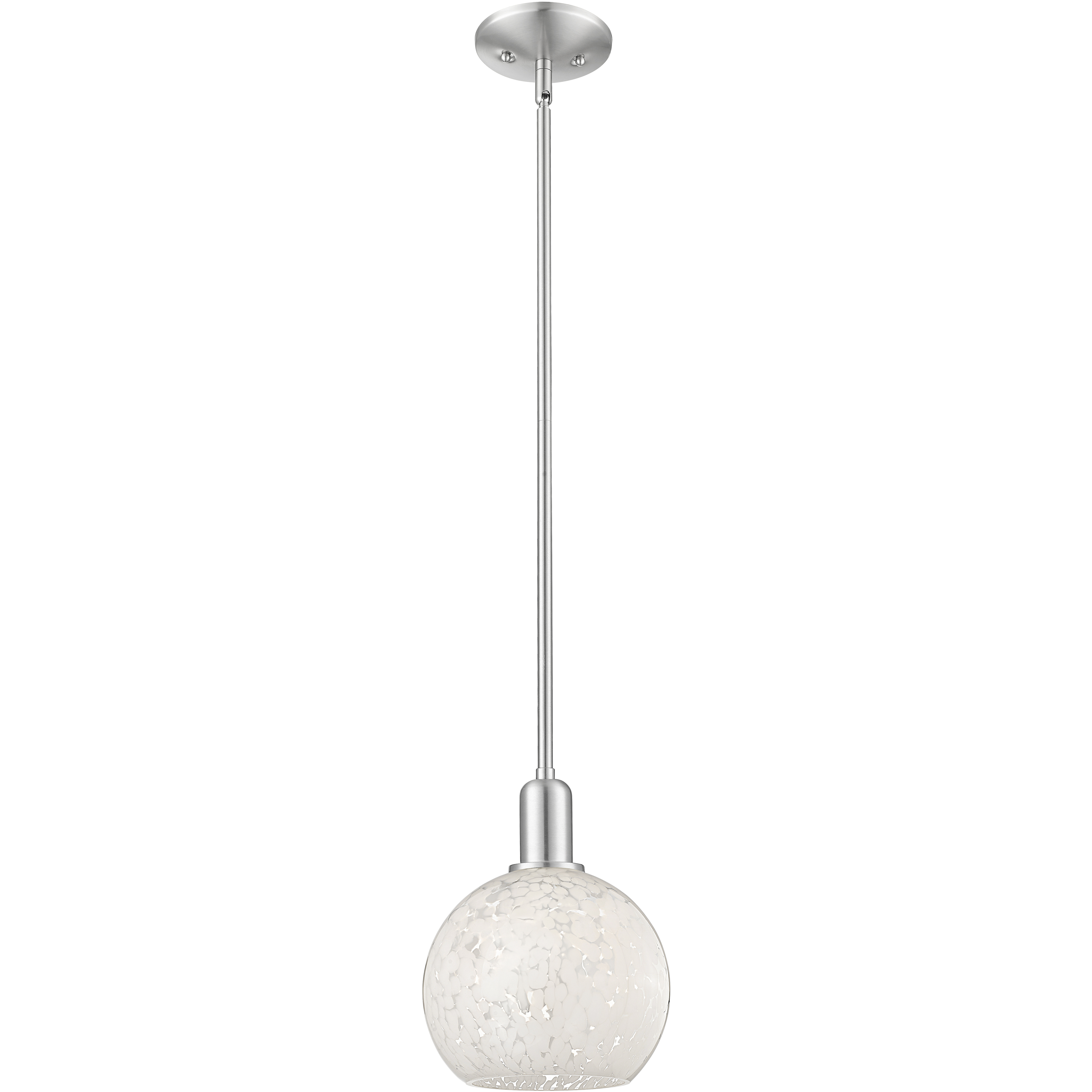 Arcadia White Mouchette 1 Light 8 inch Brushed Satin Nickel Mini Pendant Ceiling Light