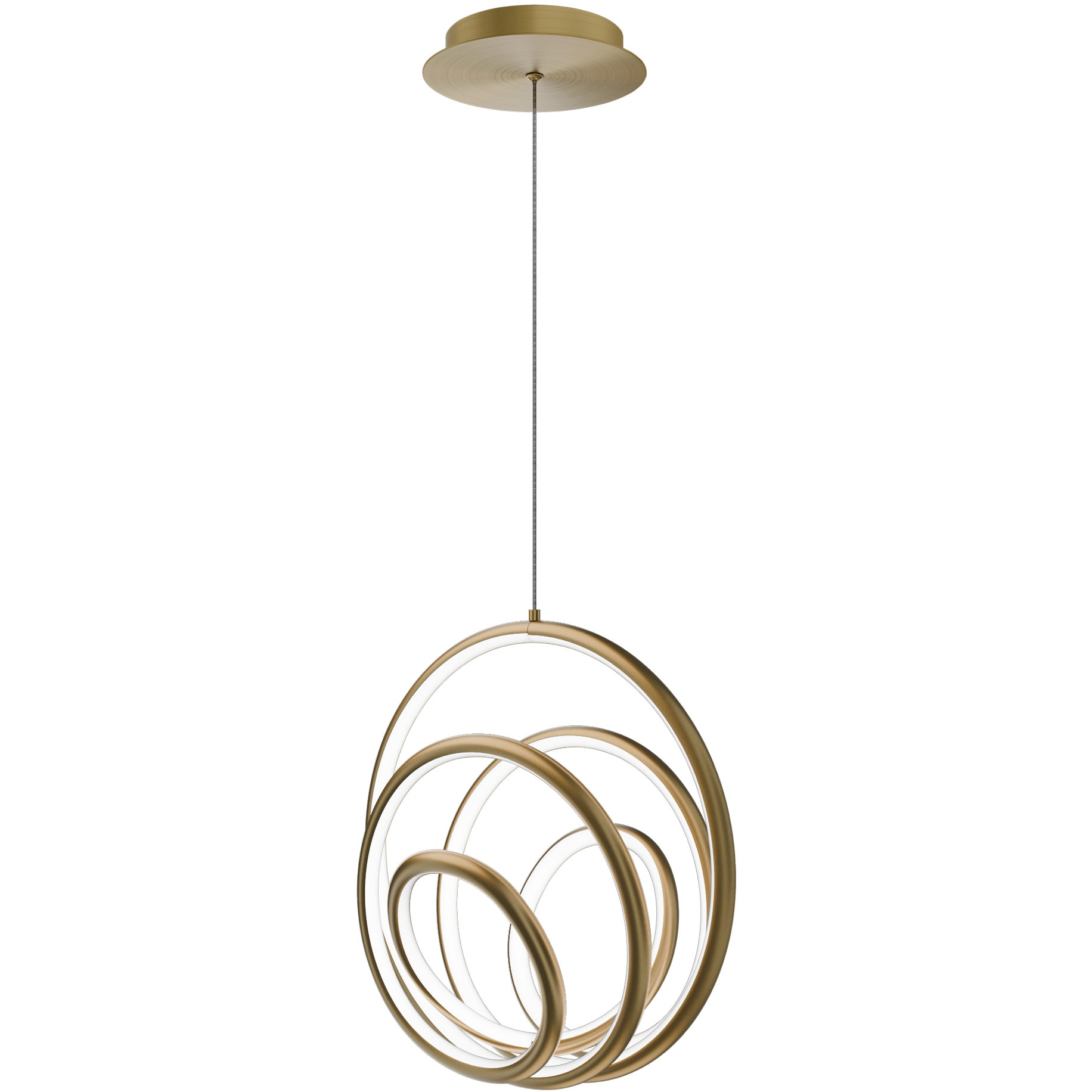 Hoopla LED 7.78 inch Aged Brass Pendant Ceiling Light in 2700K, dweLED