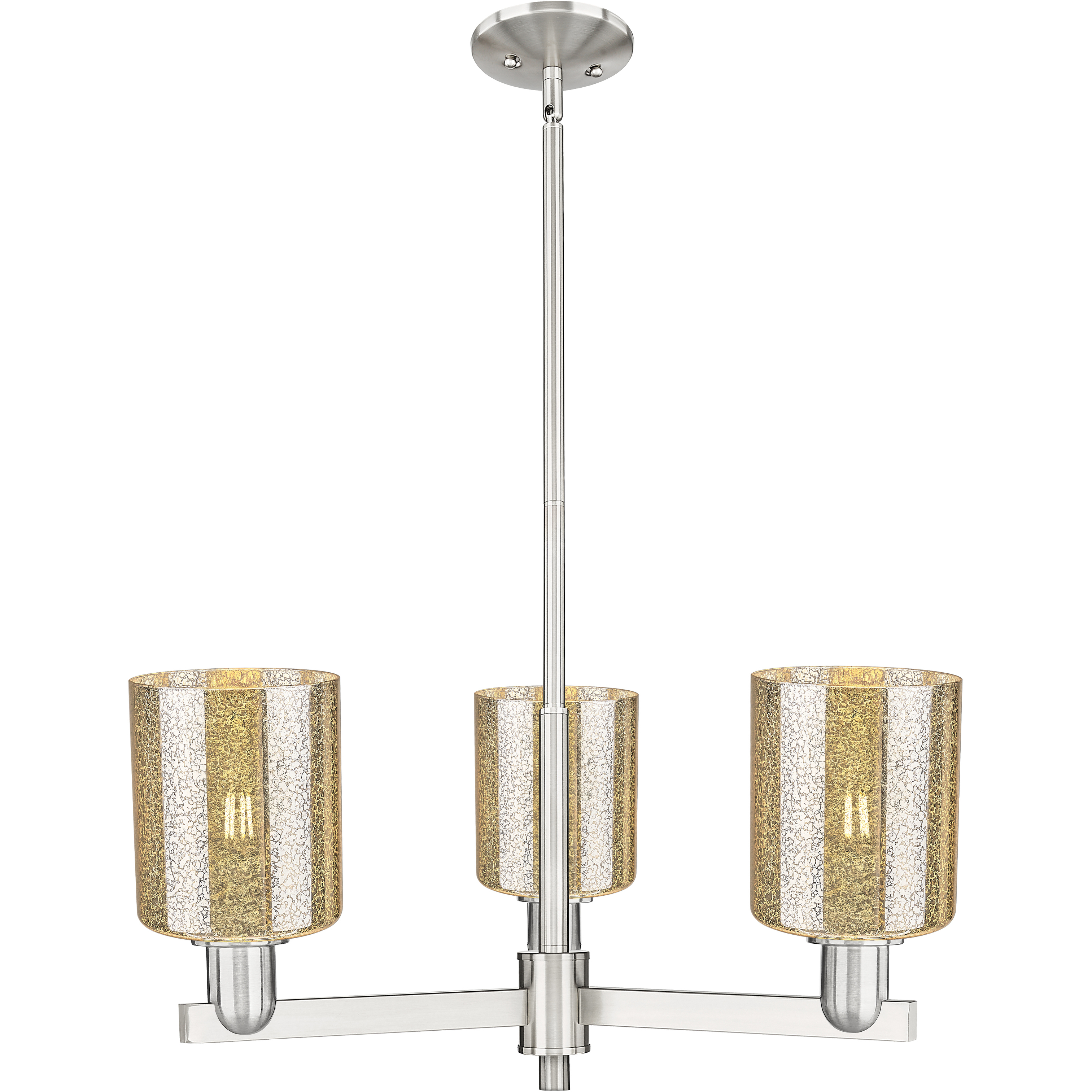 Arcadia Cobbleskill 3 Light 26.75 inch Satin Nickel Chandelier Ceiling Light in Mercury