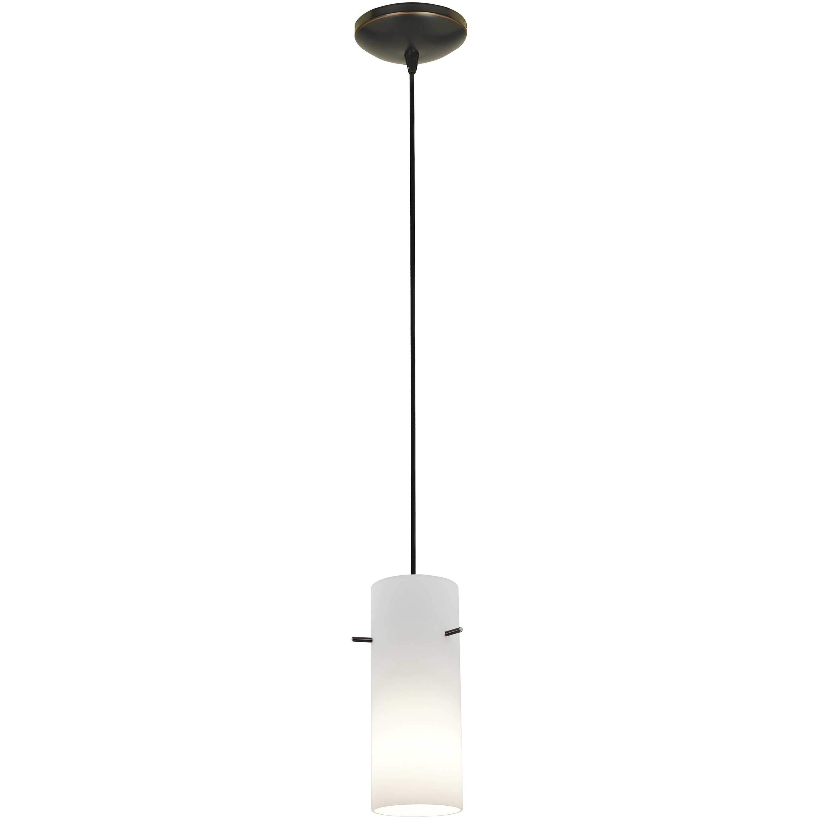 Cylinder LED 4 inch Oil Rubbed Bronze Pendant Ceiling Light in Opal