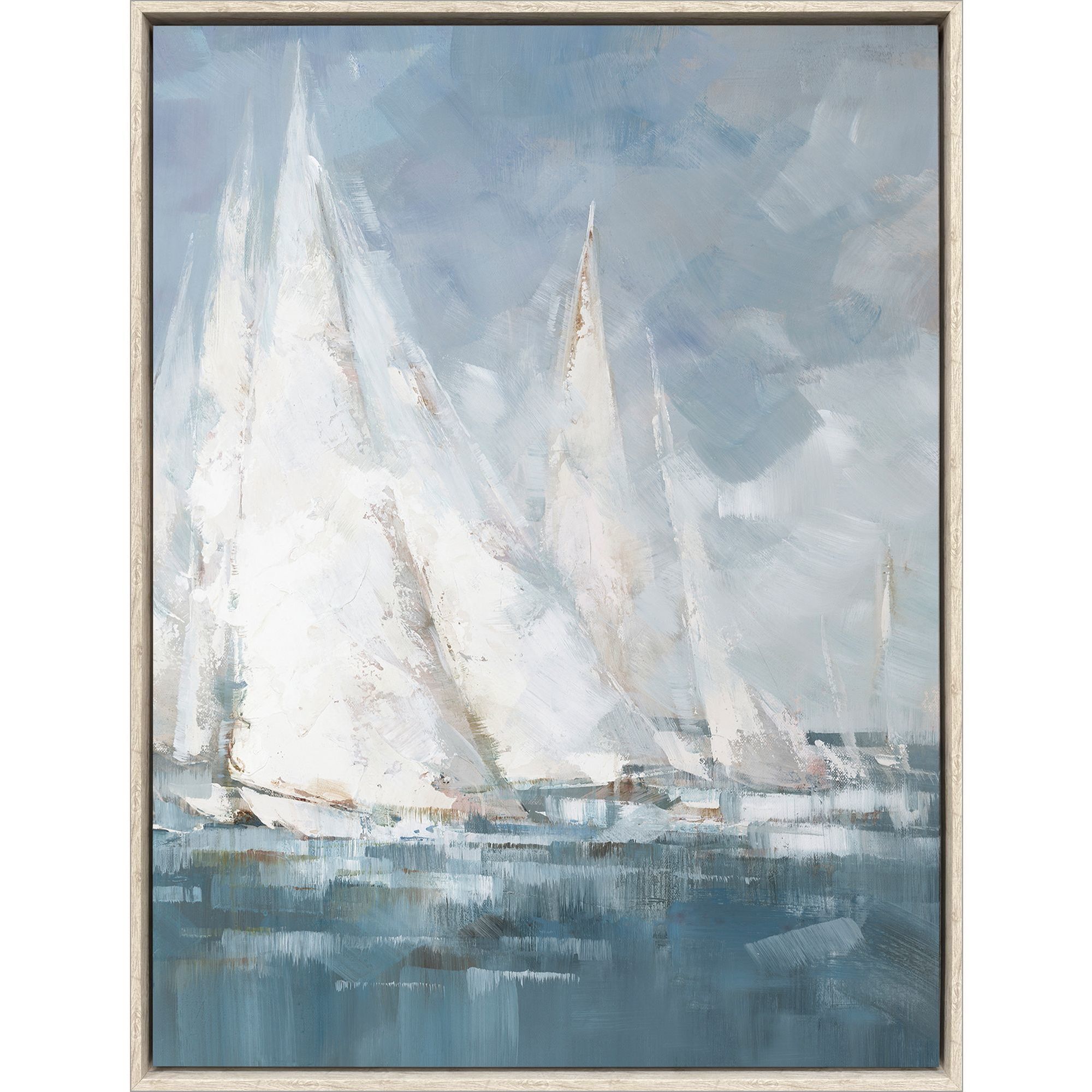 Racing in Wind Blue and Gray and Multi and White Canvas