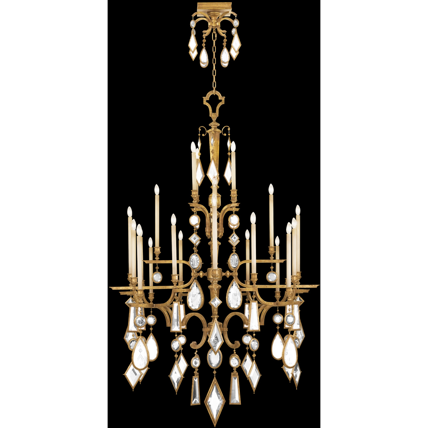 Encased Gems 24 Light 53 inch Gold Chandelier Ceiling Light in Clear Crystal