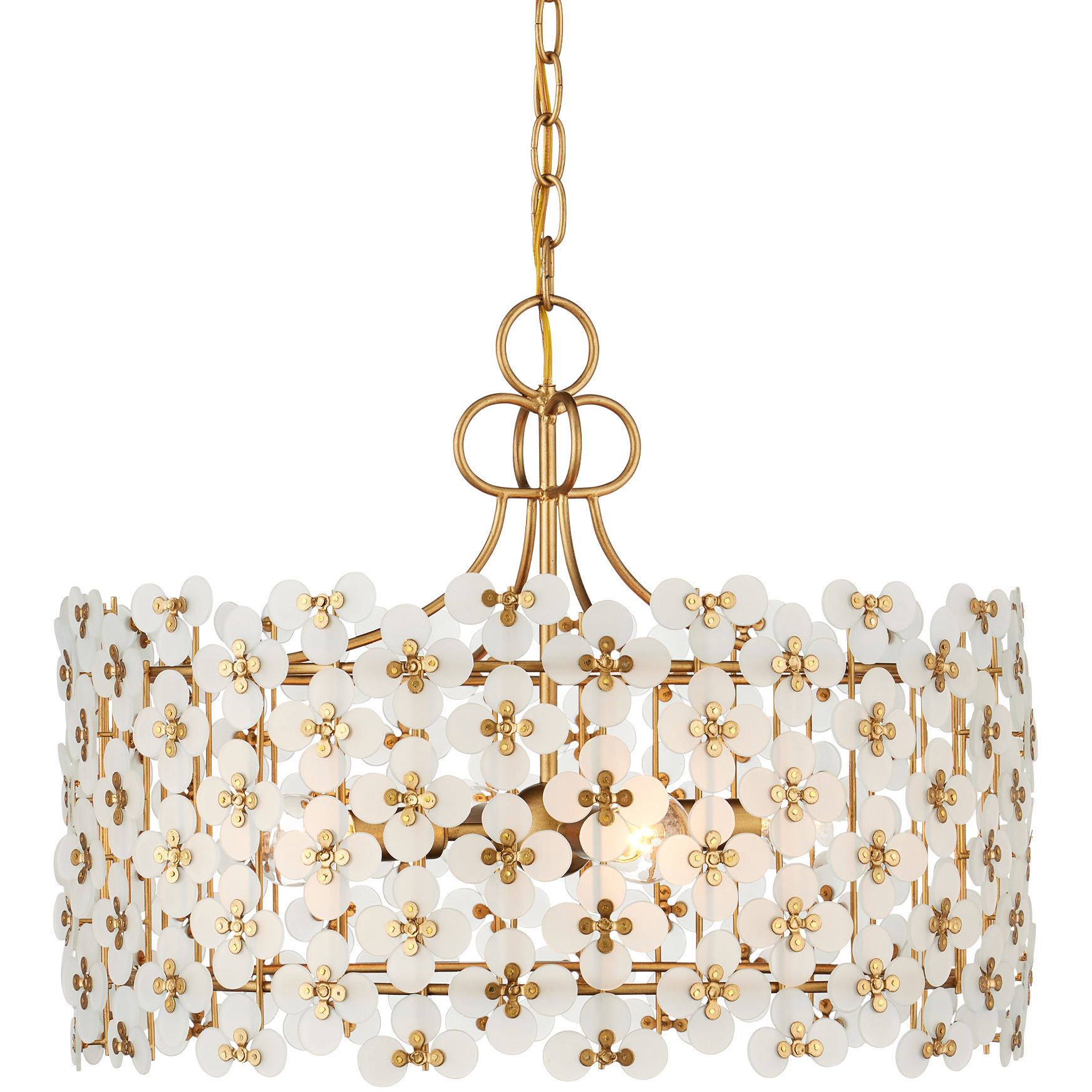 Spring Flower 4 Light 20.25 inch Brass Pendant Ceiling Light