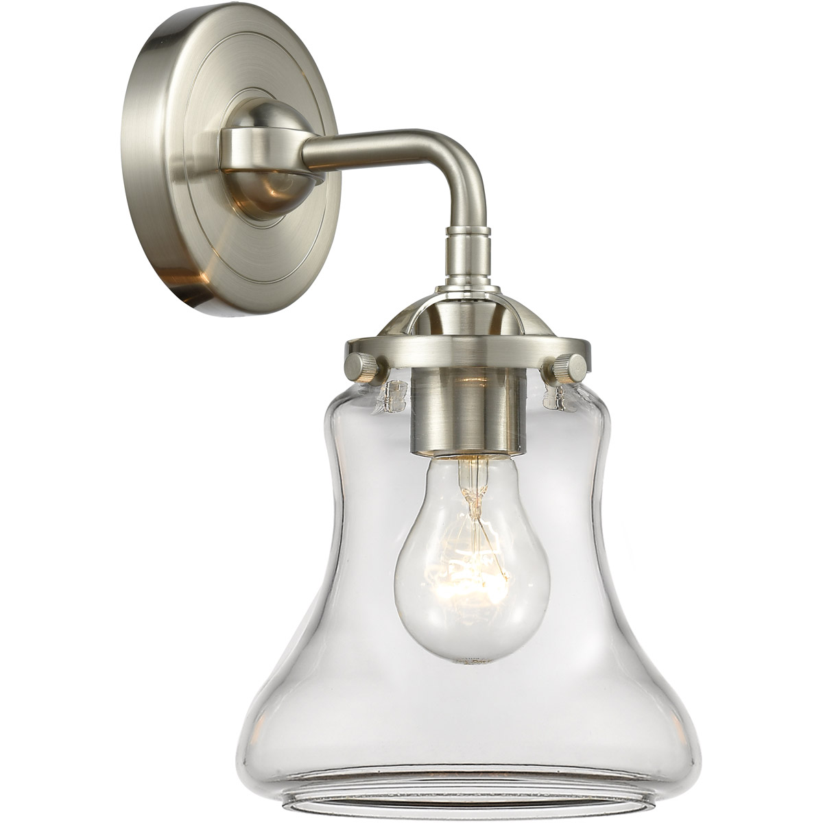 Nouveau Bellmont 1 Light 6 inch Brushed Satin Nickel Sconce Wall Light in Clear Glass, Nouveau