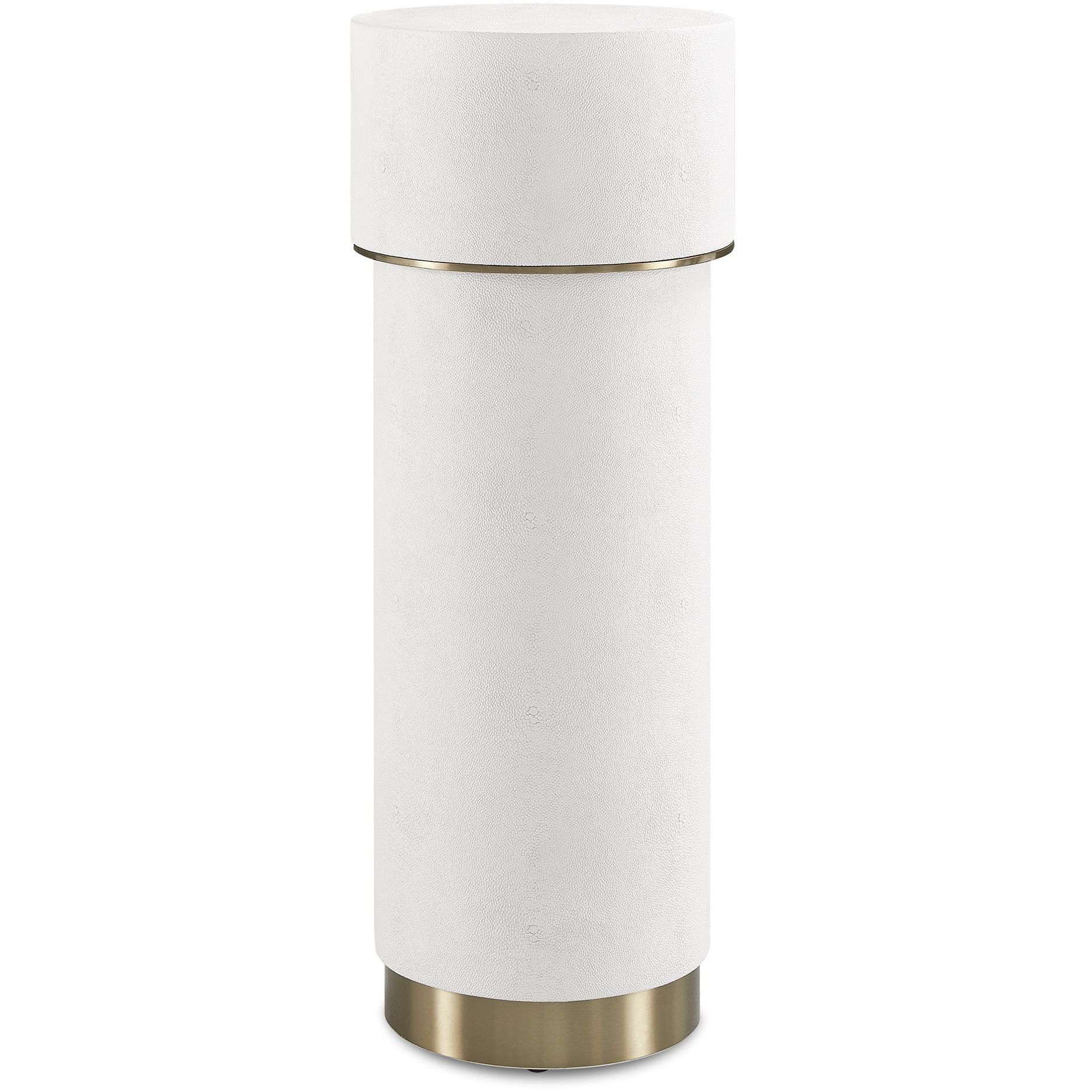 Wessex 22.5 X 8.5 inch White Faux Shagreen and Brushed Brass Drink Table