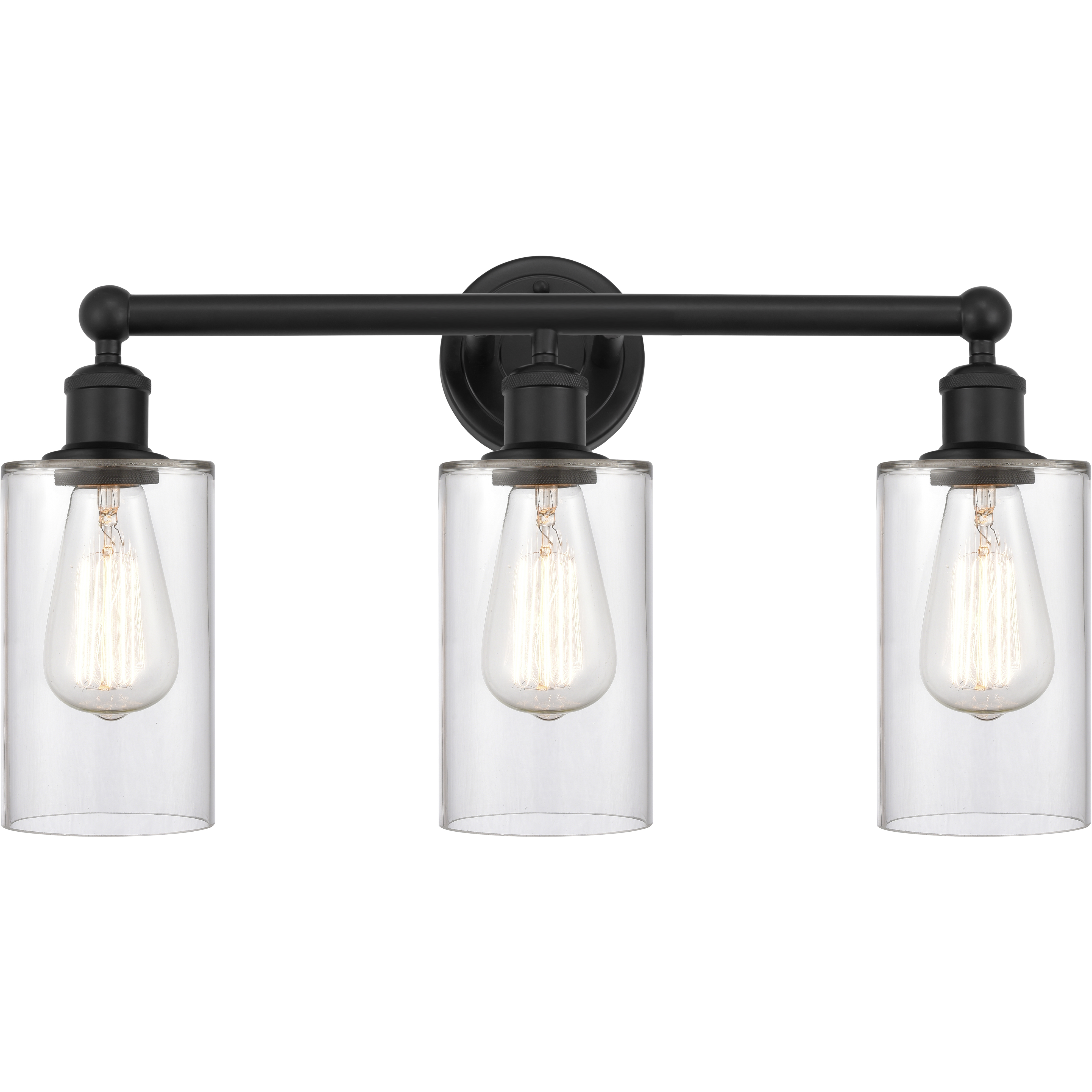 Edison Clymer 3 Light 22 inch Matte Black Bath Vanity Light Wall Light in Clear Glass