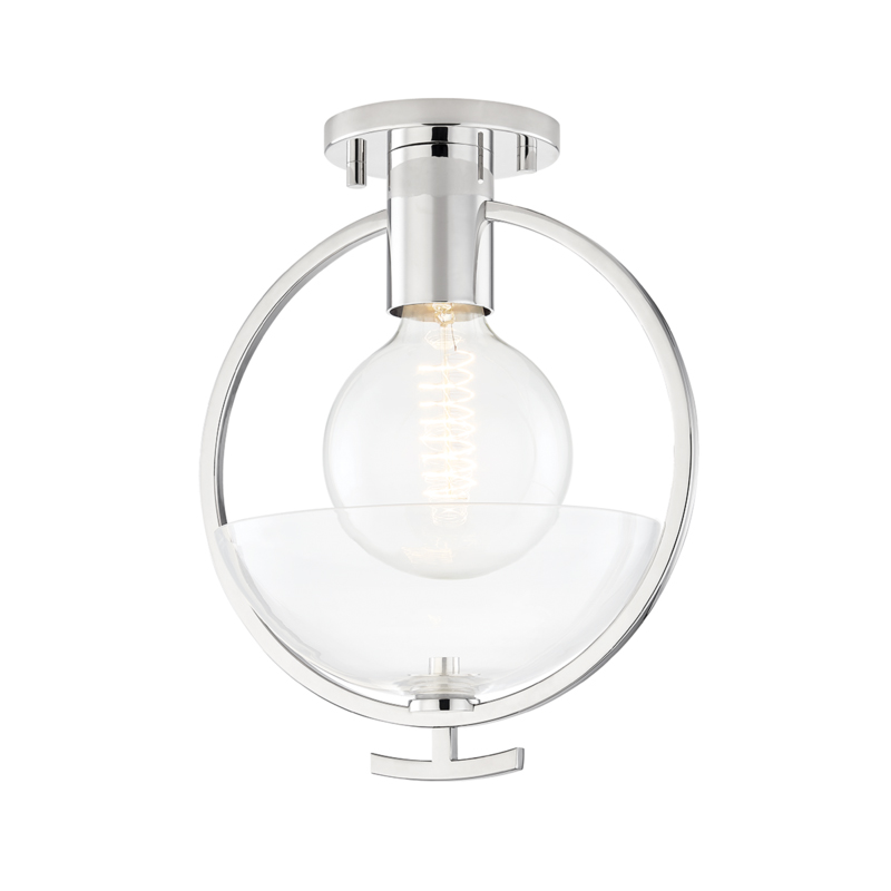 Ringo 1 Light 9 inch Polished Nickel Semi Flush Ceiling Light