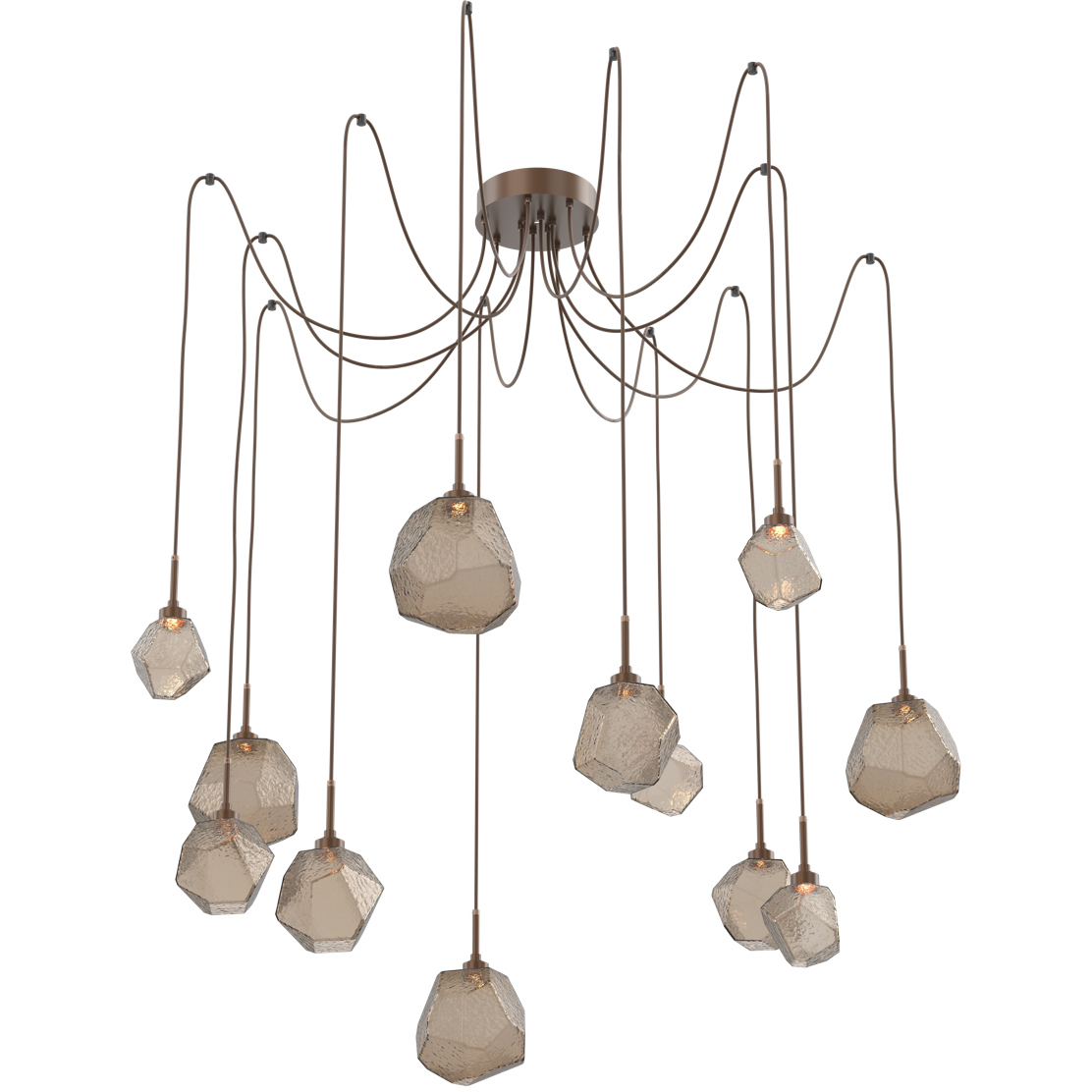 Gem LED 17 inch Burnished Bronze Swag Multi-Pendant Ceiling Light in 2700K LED