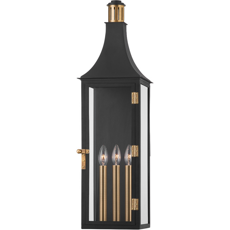 Wes 3 Light 8.75 inch Patina Brass/Textured Black Wall Sconce Wall Light
