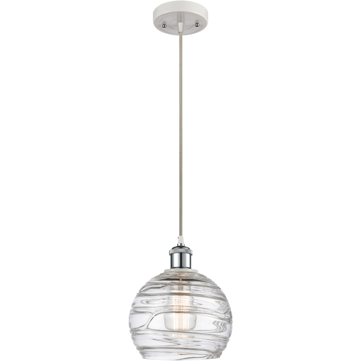 Ballston Deco Swirl LED 8 inch White and Polished Chrome Mini Pendant Ceiling Light in Silver, Ballston