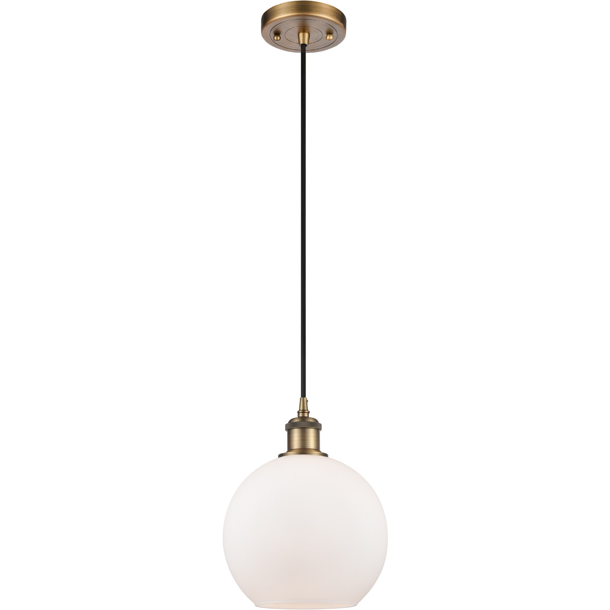 Ballston Athens LED 8 inch Brushed Brass Mini Pendant Ceiling Light in Matte White Glass, Ballston