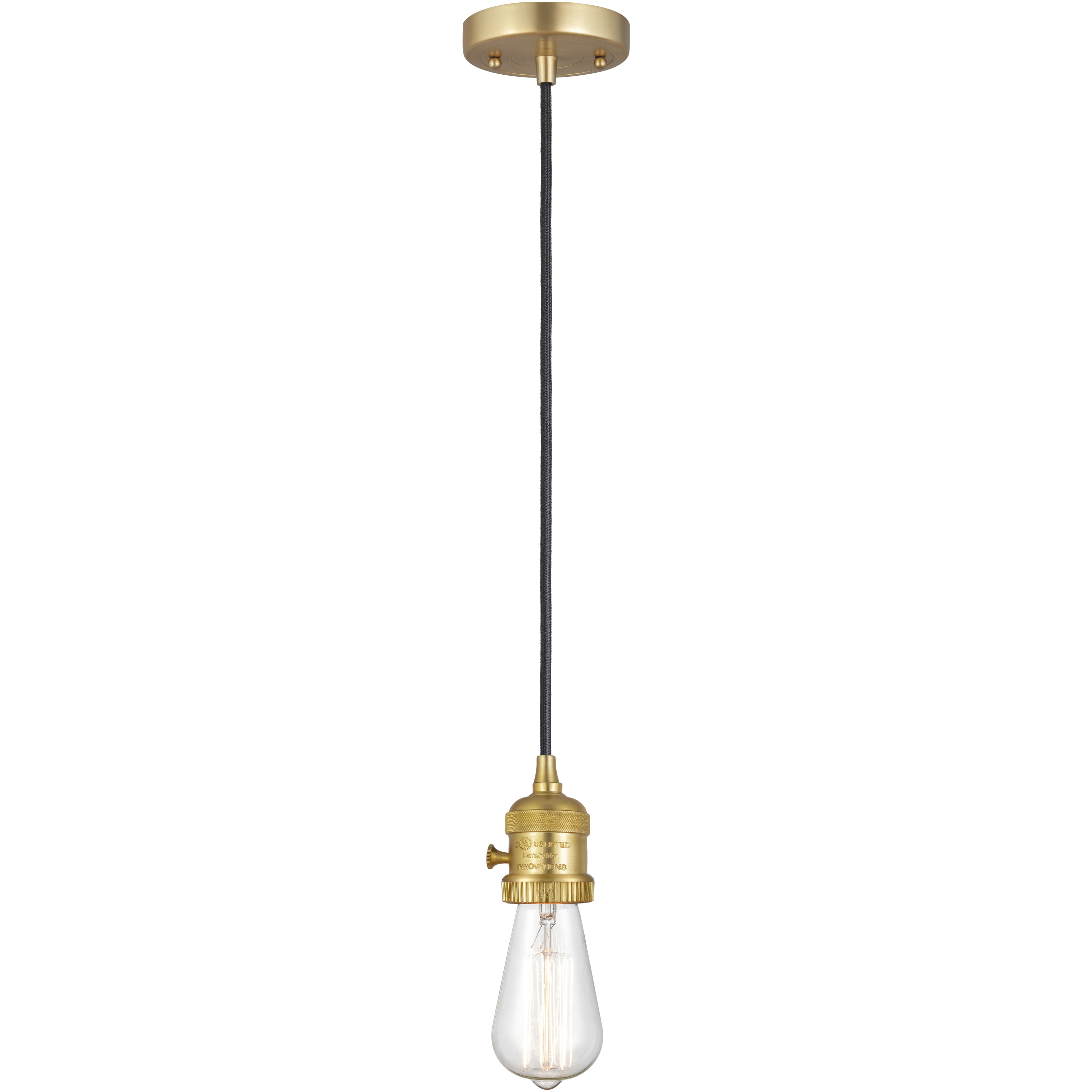 Franklin Restoration Bare Bulb 1 Light 2 inch Satin Gold Mini Pendant Ceiling Light in Incandescent
