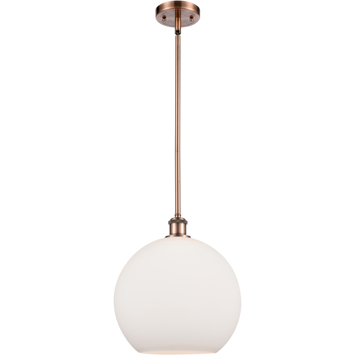 Ballston Athens 1 Light 12 inch Antique Copper Mini Pendant Ceiling Light in Matte White Glass