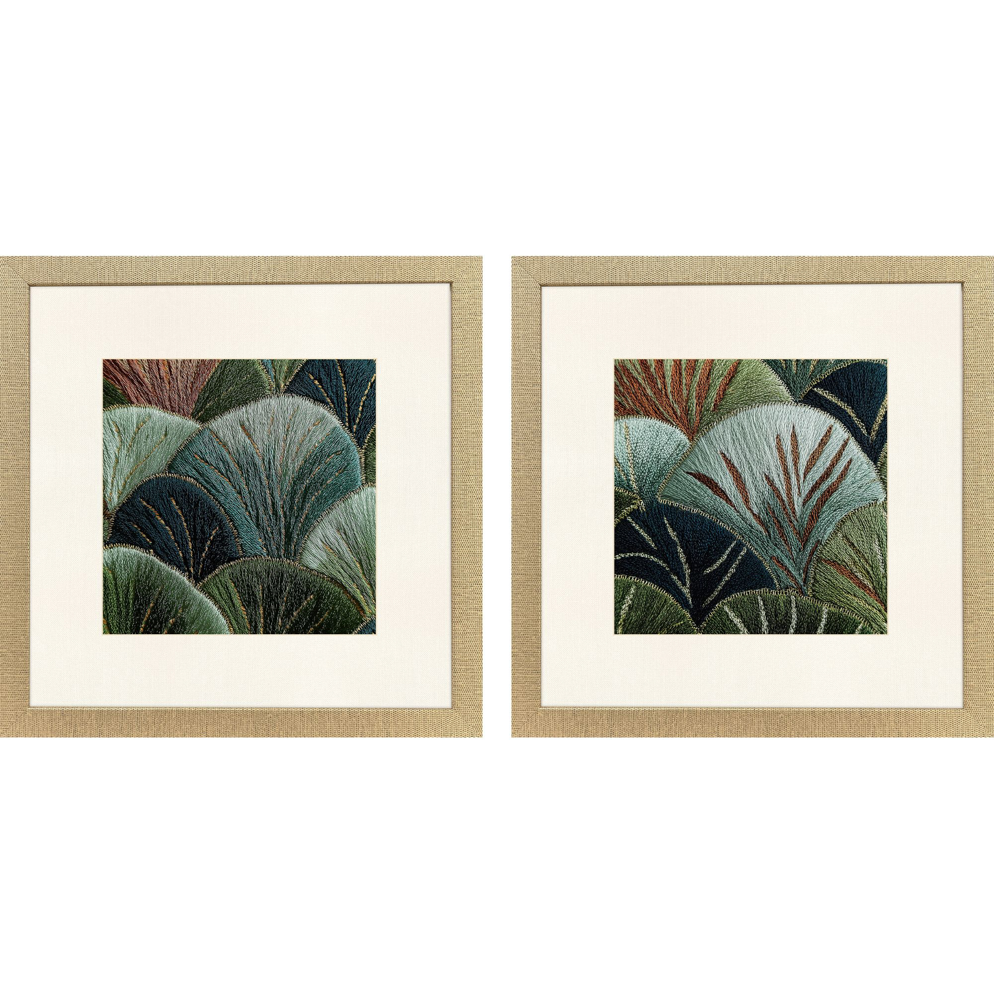 Golden Stitch Green and Blue and Multi Framed Art, Propac