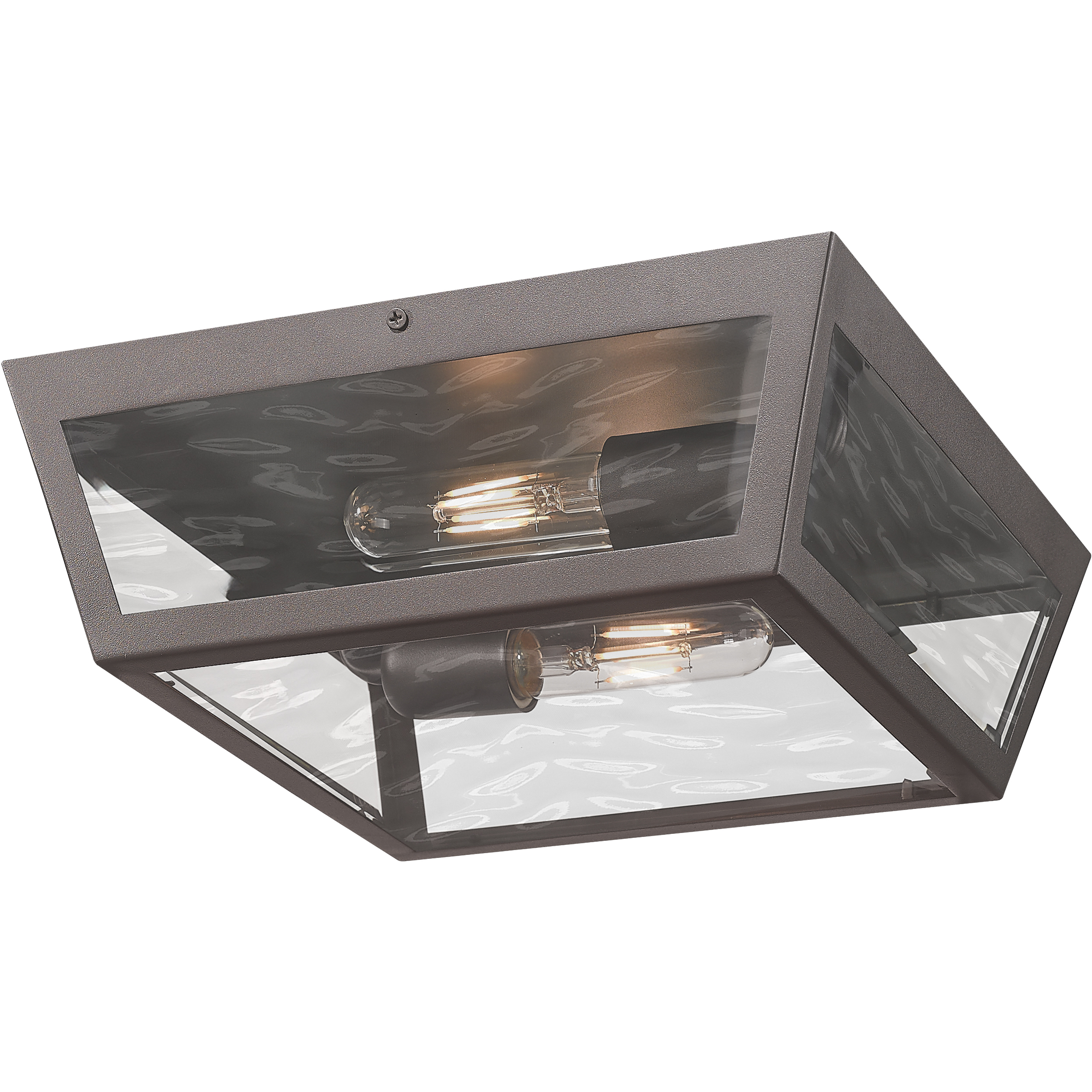Madison 2 Light 12 inch Bronze Outdoor Flush Mount in Waterglass