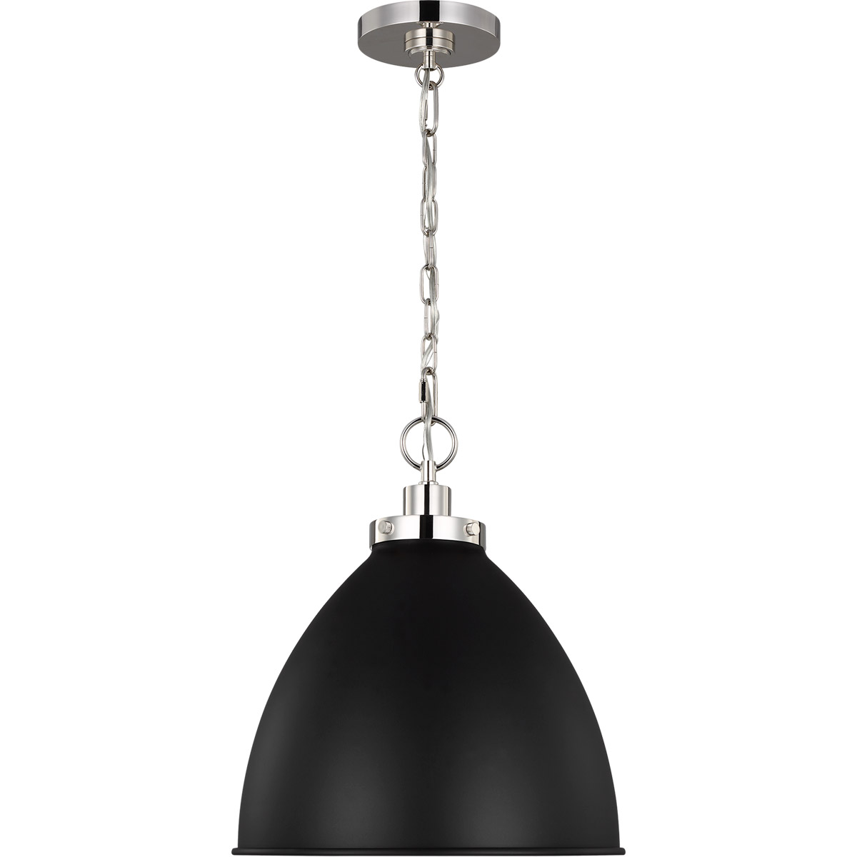 C&M by Chapman & Myers Wellfleet 1 Light 15.63 inch Midnight Black and Polished Nickel Pendant Ceiling Light in Midnight Black / Polished Nickel