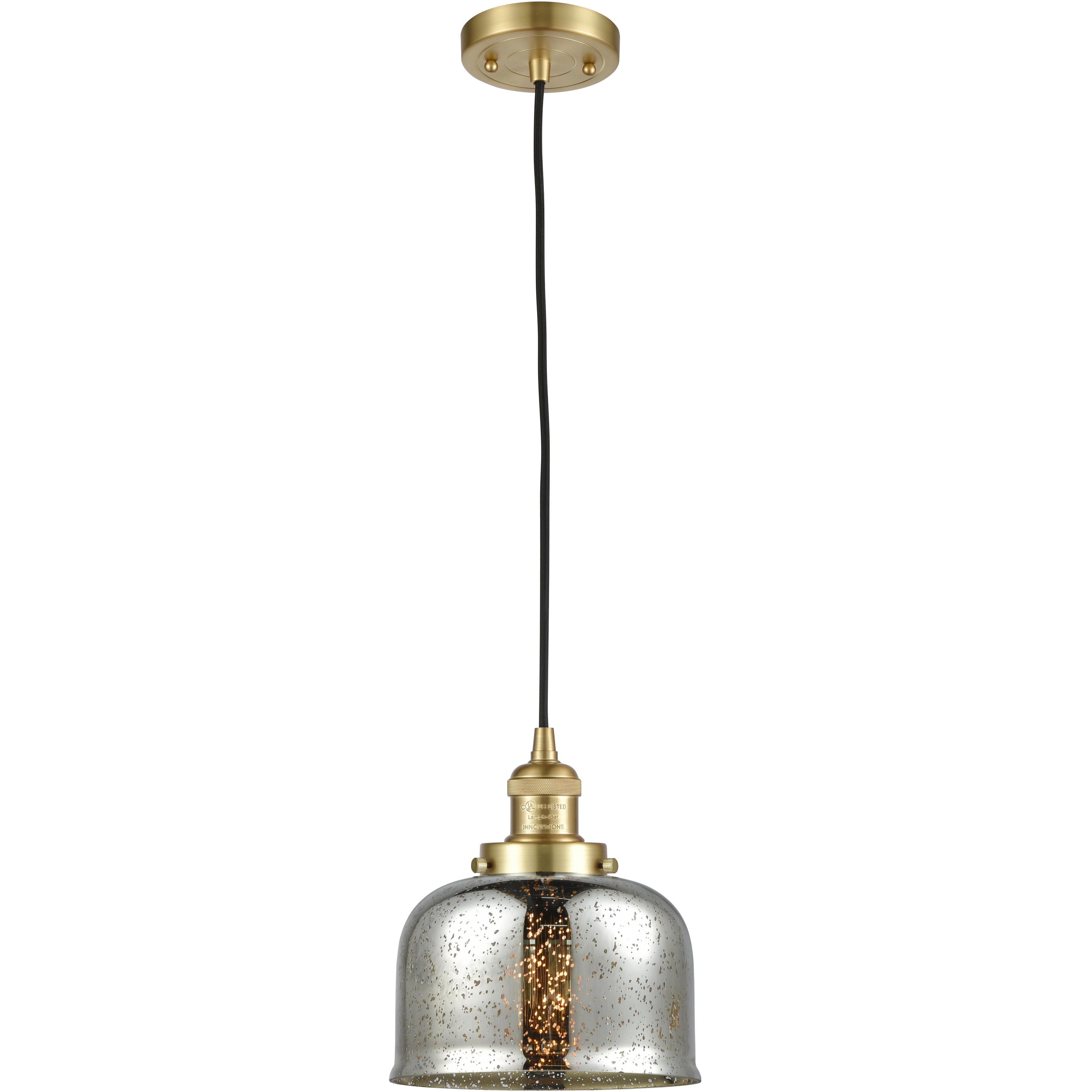 Franklin Restoration Bell 1 Light 8 inch Satin Gold Mini Pendant Ceiling Light in Incandescent, Silver Plated Mercury, Franklin Restoration