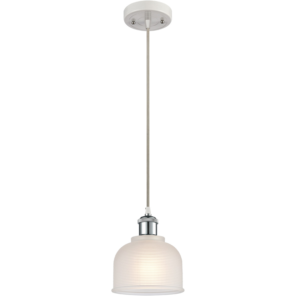 Ballston Dayton 1 Light 6 inch White and Polished Chrome Mini Pendant Ceiling Light in White Glass, Ballston