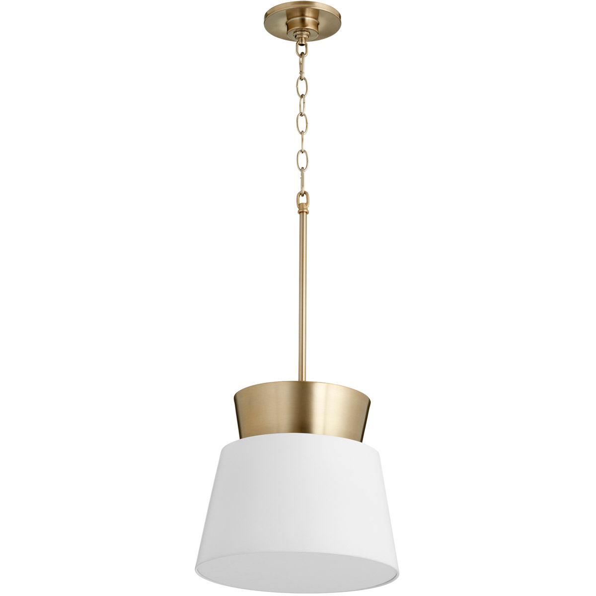 Trapezoids 1 Light 12 inch Studio White and Aged Brass Pendant Ceiling Light