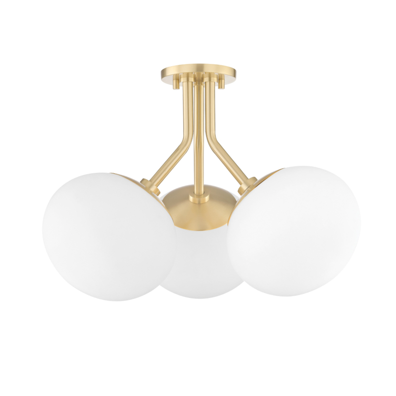 Estee 3 Light 19 inch Aged Brass Semi Flush Ceiling Light
