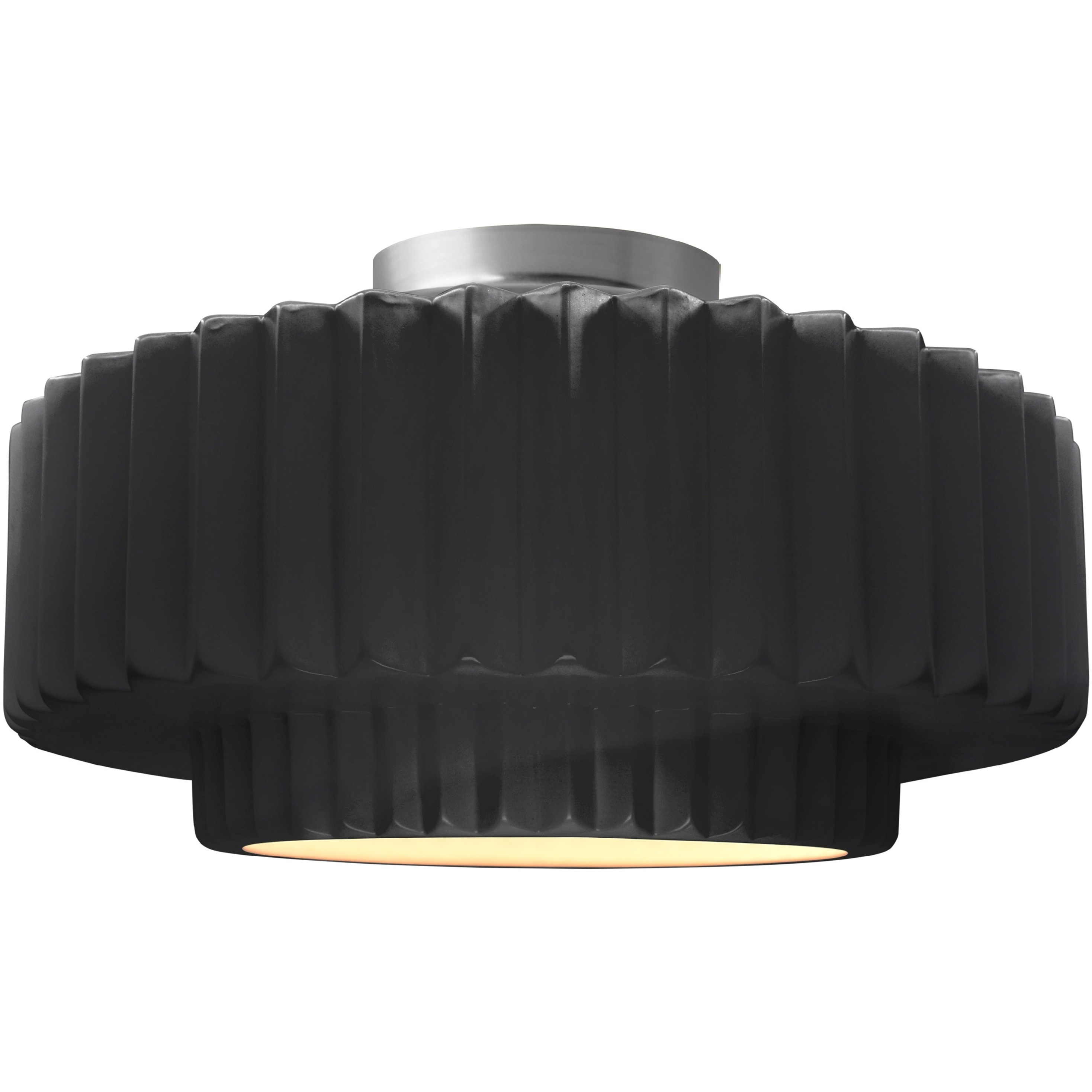 Radiance Collection - Pleated Tier LED 16.5 inch Gloss Black and Brushed Nickel Semi-Flush Ceiling Light in Dedicated LED, 16.5W x 8H, Form+Finish+Function