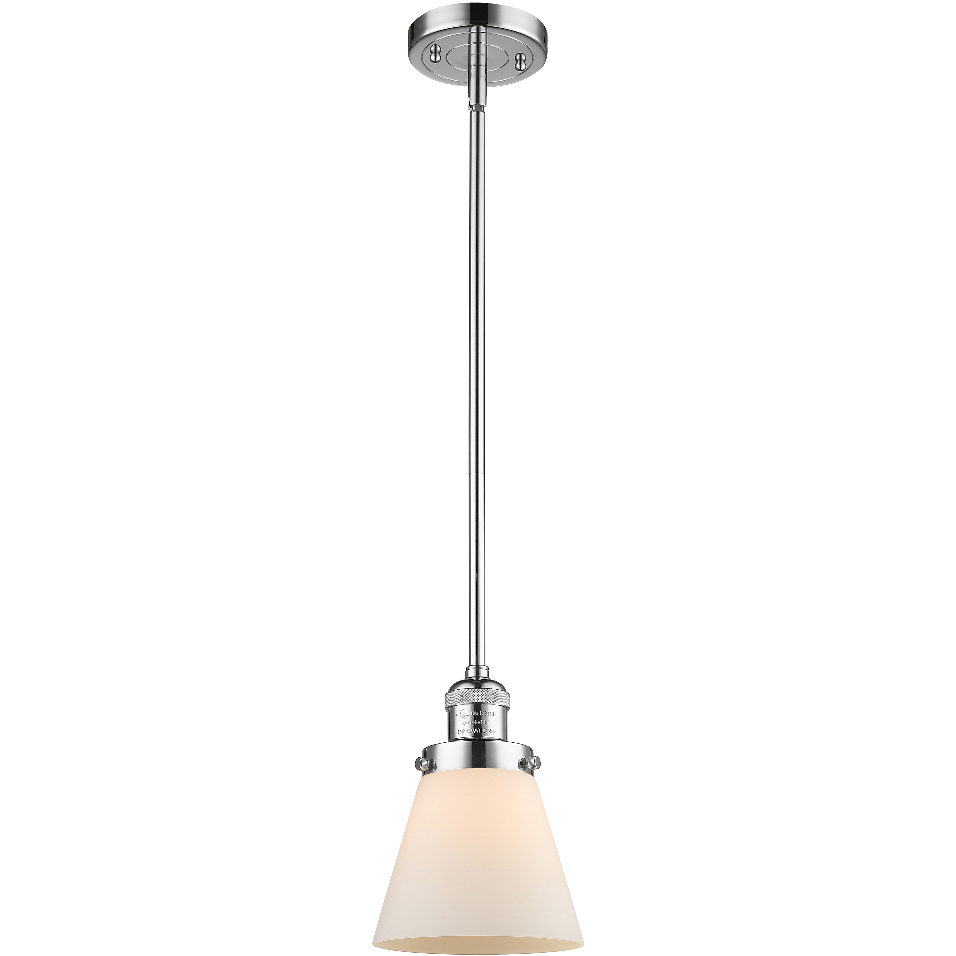 Franklin Restoration Cone LED 6 inch Polished Chrome Mini Pendant Ceiling Light in Matte White, Franklin Restoration