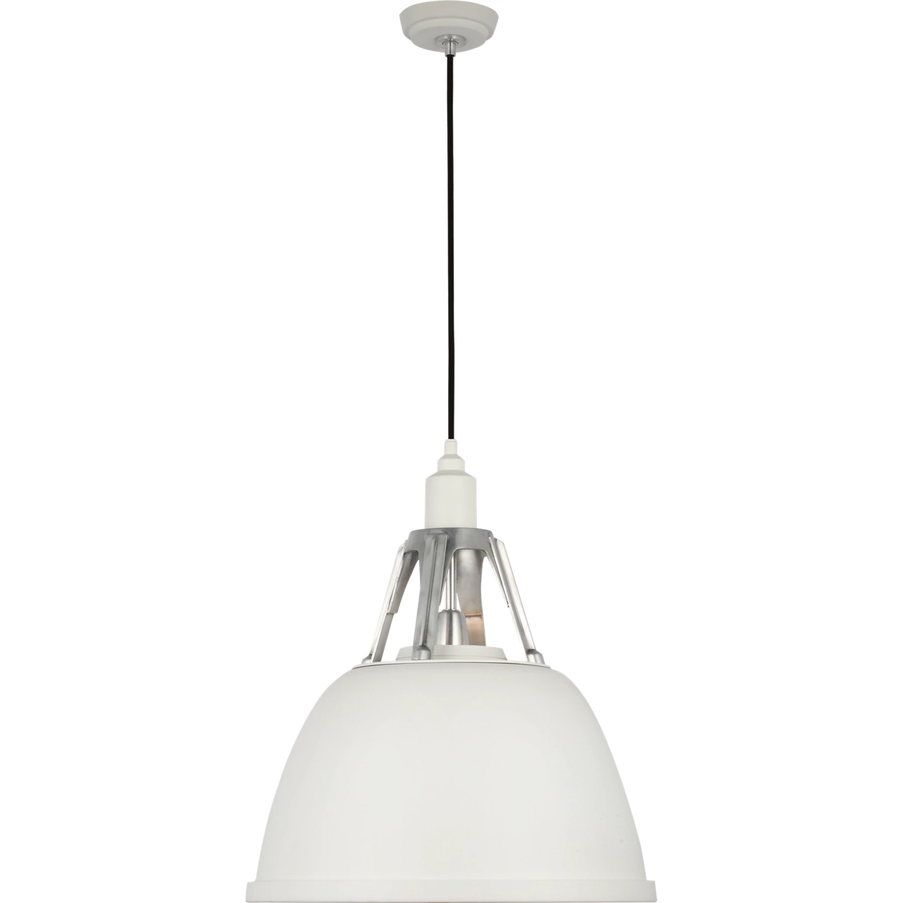 Thomas O'Brien Gunner LED 18 inch White and Polished Aluminum Pendant Ceiling Light