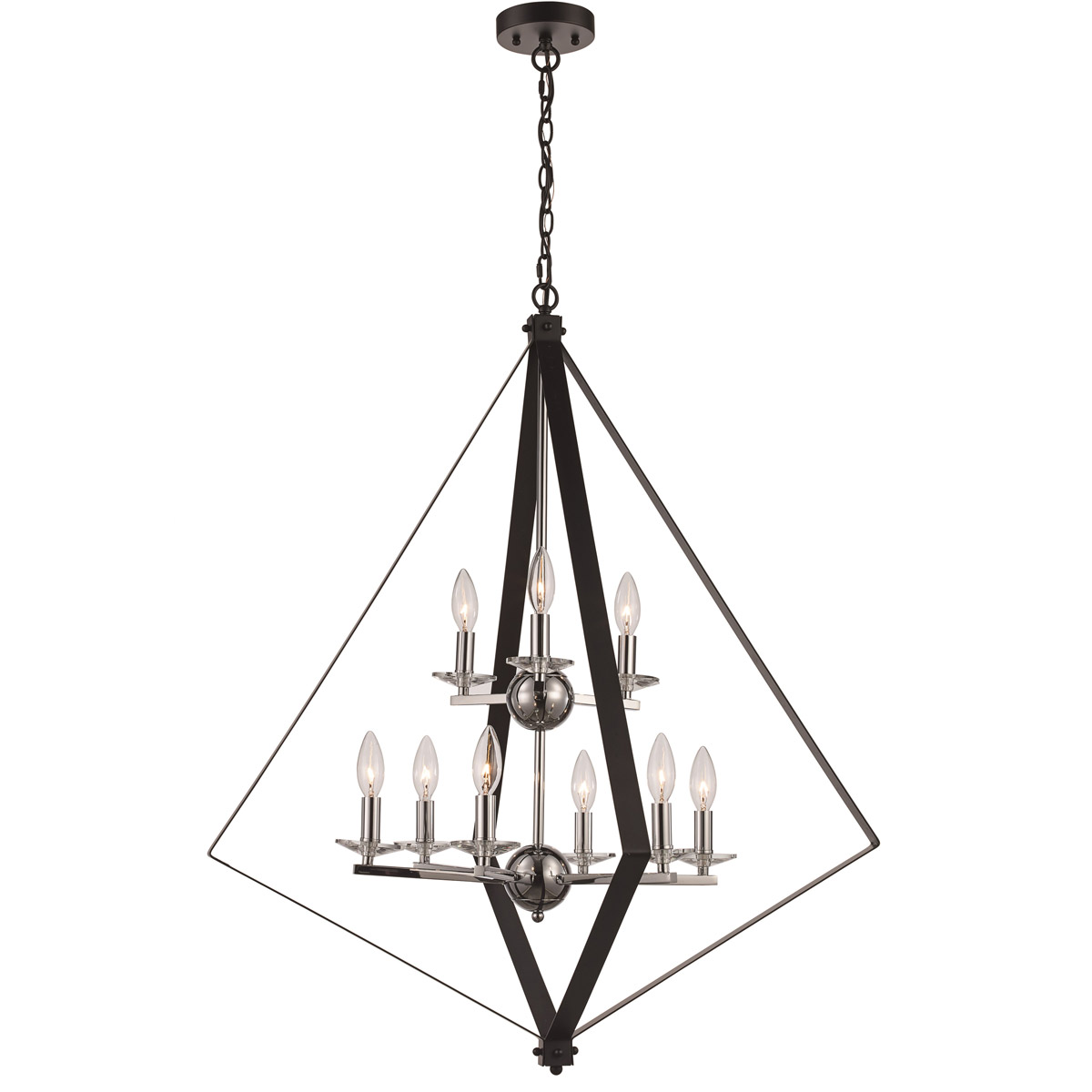 Glacier 6 Light 33 inch Black and Polished Chrome Pendant Ceiling Light
