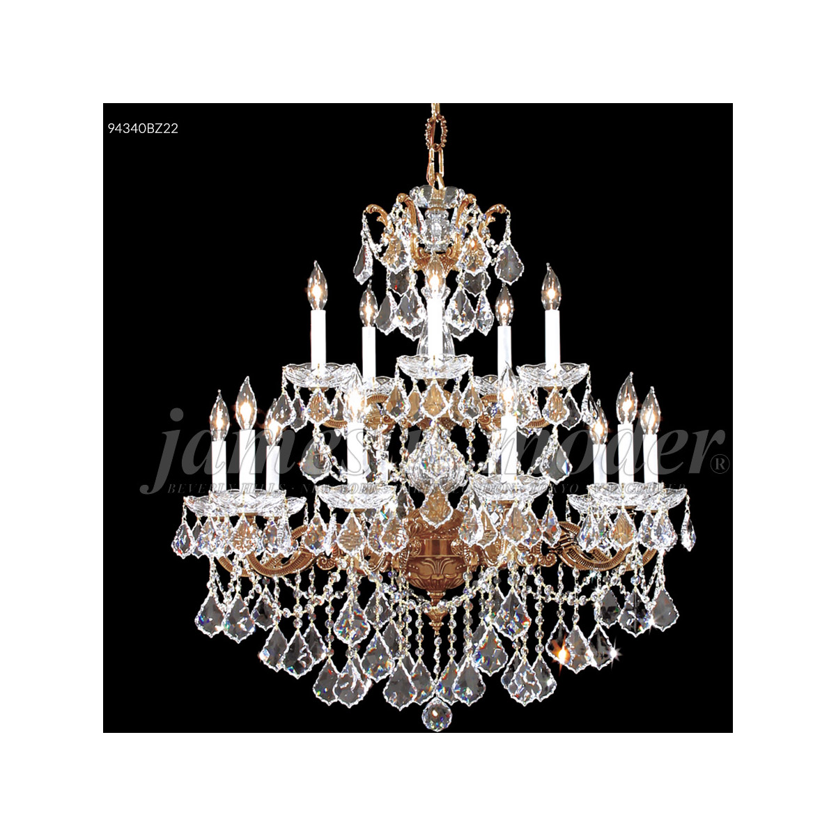 Madrid Cast Brass 15 Light 33 inch Gold-Brown Patina Chandelier Ceiling Light