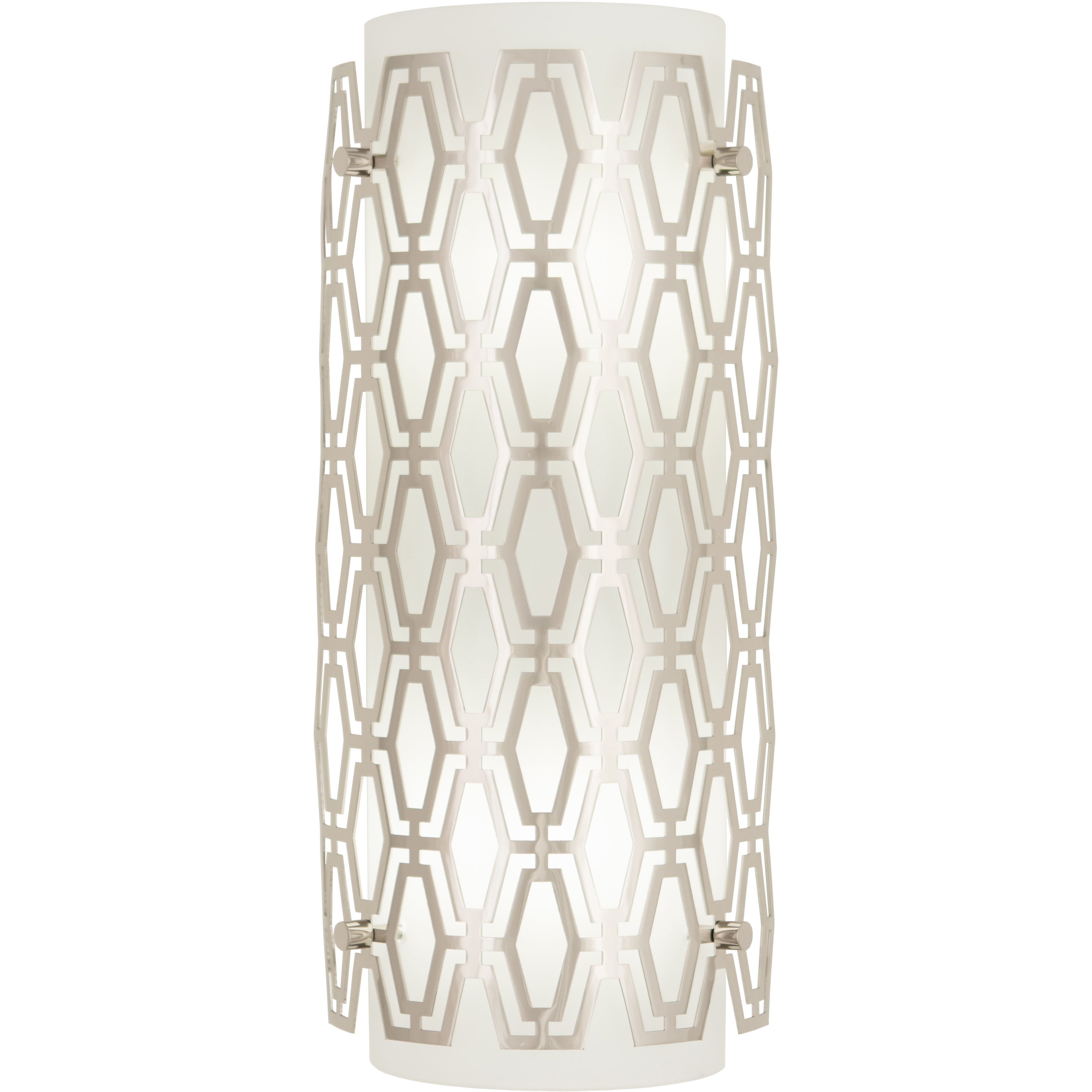 Marcel LED 6 inch Polished Nickel ADA Wall Sconce Wall Light in Frosted Cased White Glass, Geometric Framing