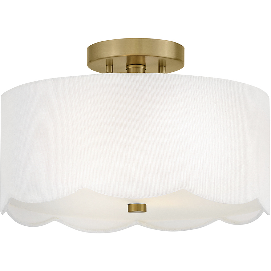 Bliss 2 Light 14 inch Lacquered Brass Semi-Flush Mount Ceiling Light