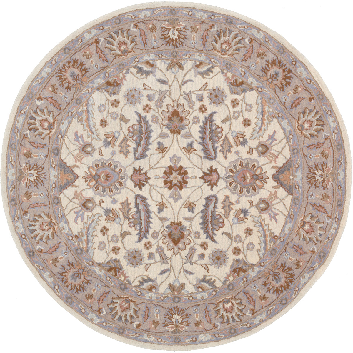 Caesar 72 inch Neutral and Purple Area Rug, Wool