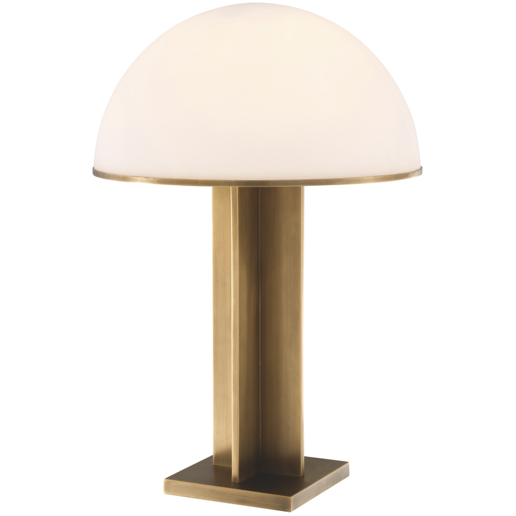 Berkley 25 inch 40 watt Antique Brass and White Glass Table Lamp Portable Light