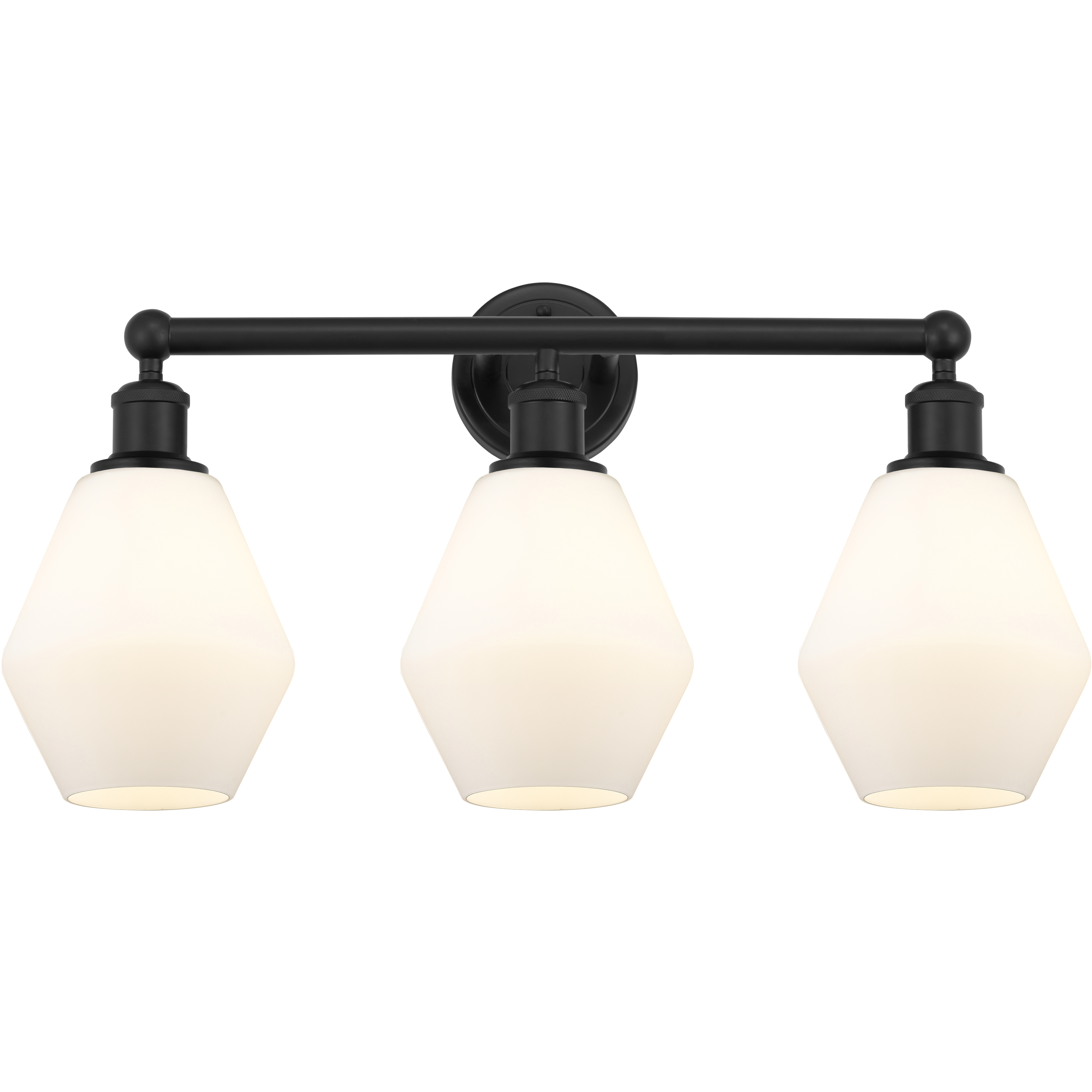 Edison Cindyrella 3 Light 24 inch Matte Black Bath Vanity Light Wall Light in Matte White Glass