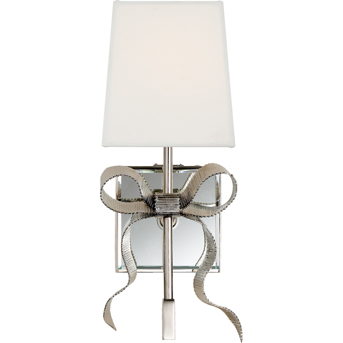Visual Comfort Signature Collection Gros-Grain Wall Nickel Sconce Polished Visual Light in Cream Light inch Ellery Linen, york Small 1 5 | KS2008PN-L new spade kate Bow Comfort
