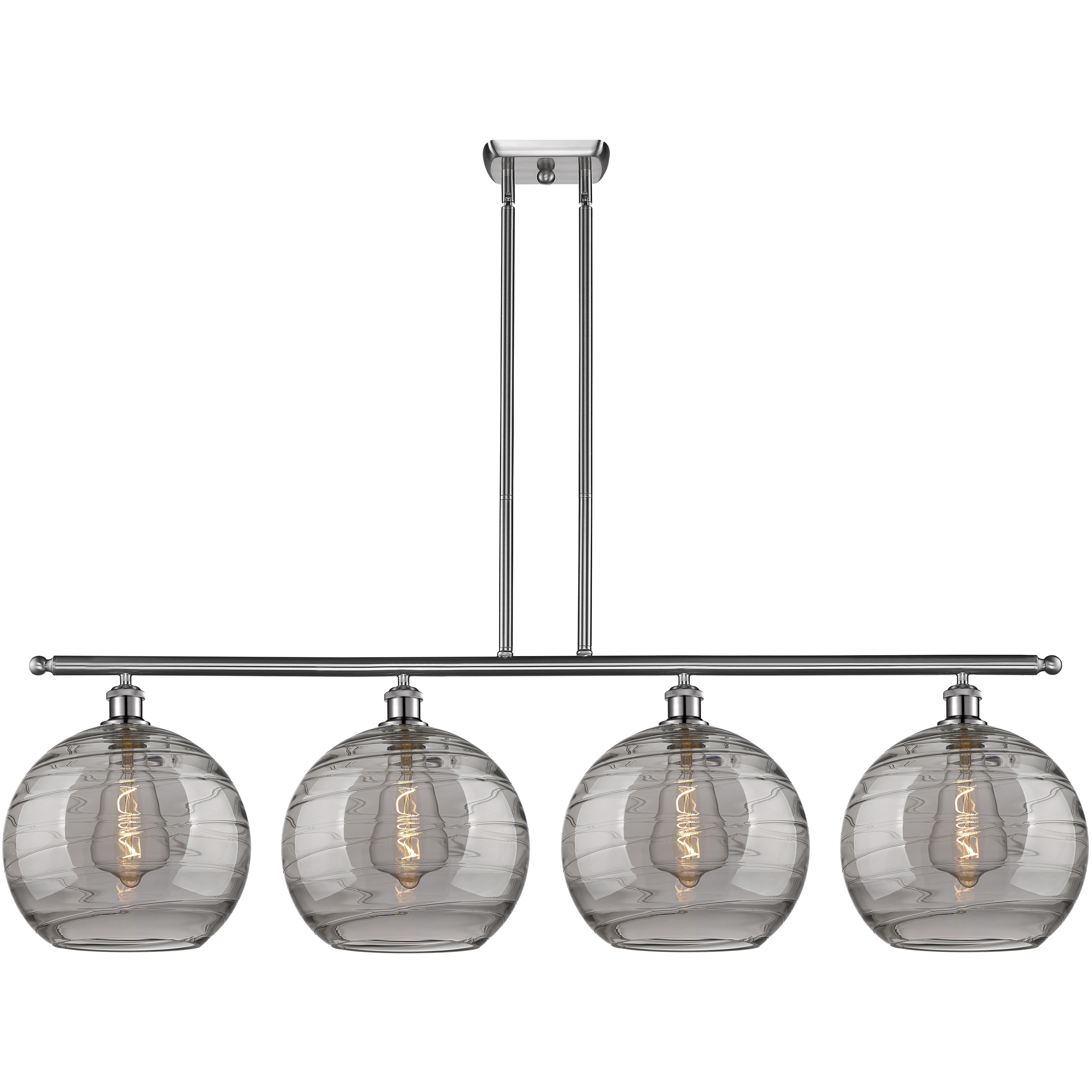 Ballston Athens Deco Swirl 4 Light 50.25 inch Brushed Satin Nickel Stem Hung Island Light Ceiling Light