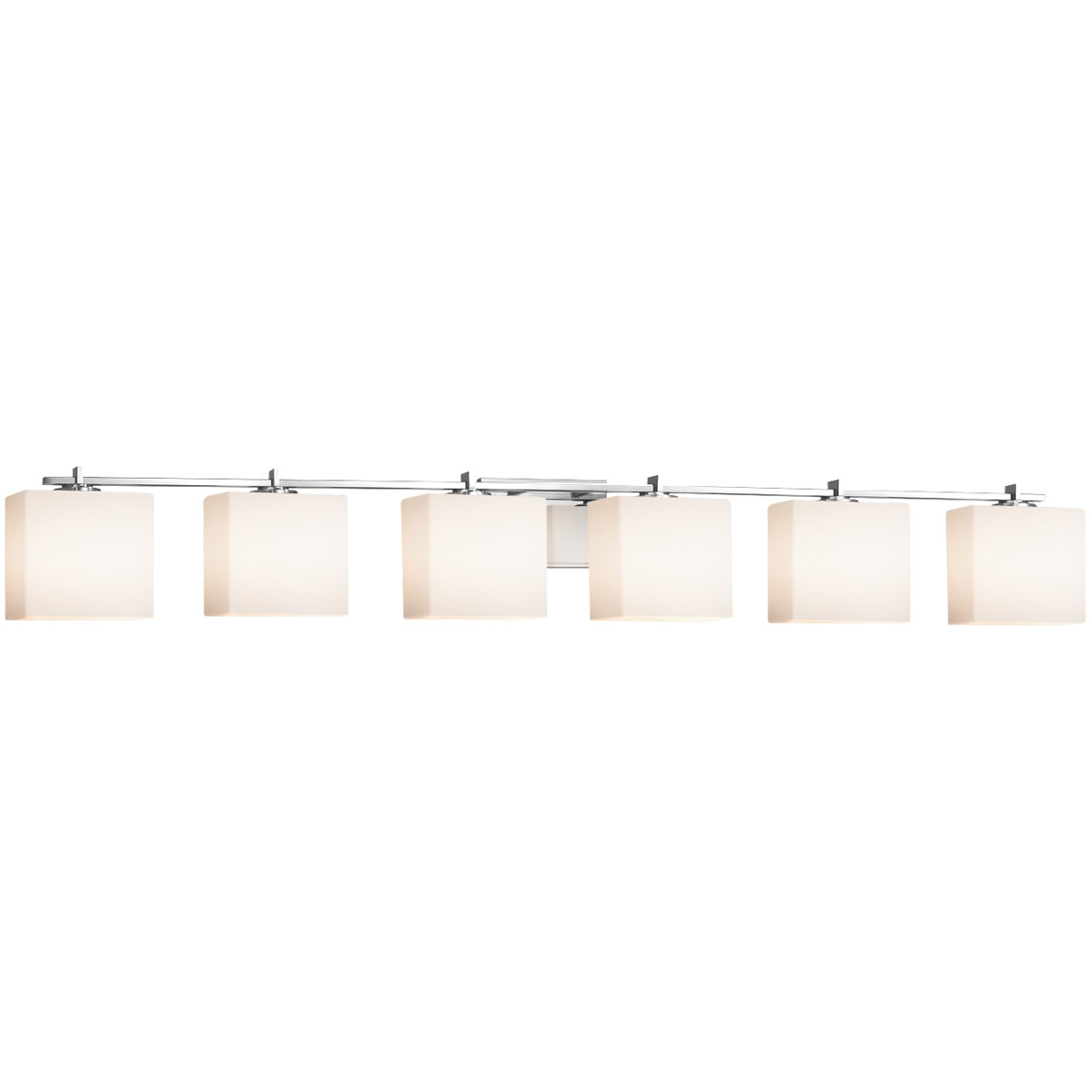 Fusion 6 Light 55.5 inch Polished Chrome Bath Bar Wall Light in Rectangle, Incandescent, Opal Fusion