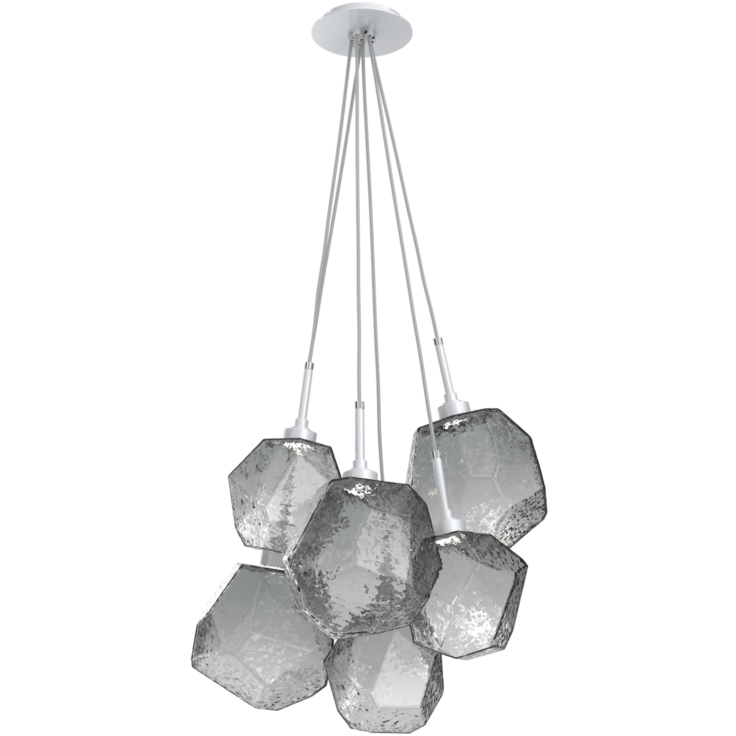 Gem LED 18 inch Classic Silver Chandelier Ceiling Light in Smoke, 2700K LED, Cluster