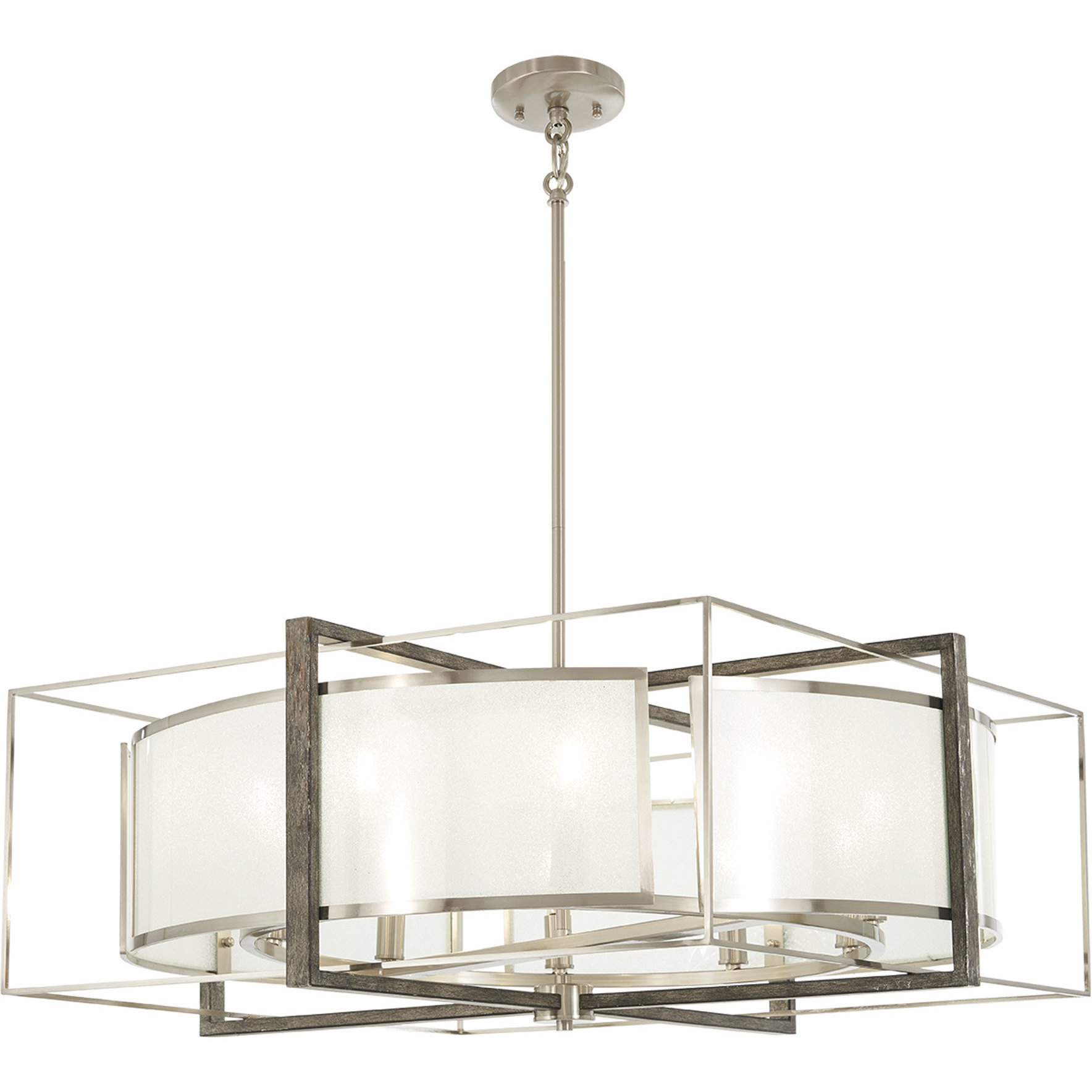Tyson's Gate 10 Light 30 inch Brushed Nickel/Shale Wood Pendant Ceiling Light
