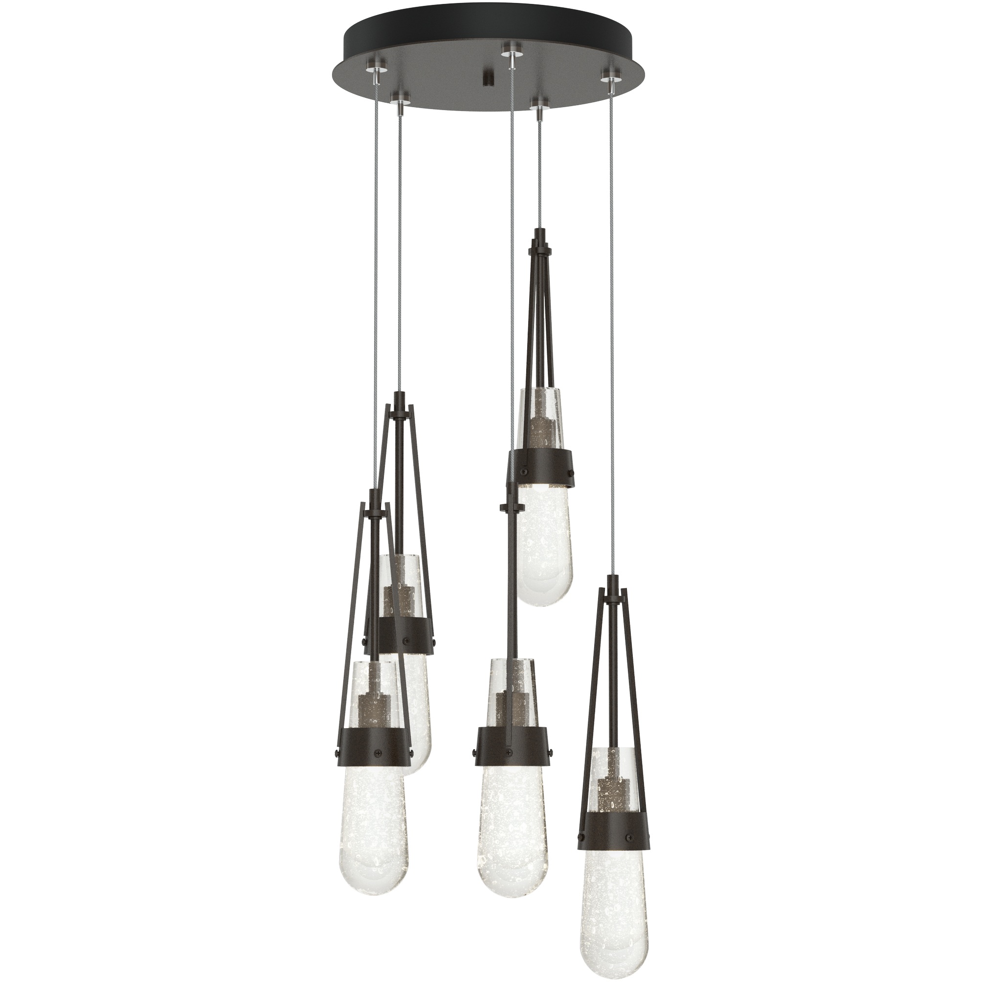 Link 5 Light 13 inch Oil Rubbed Bronze Pendant Ceiling Light in Clear Bubble, Standard