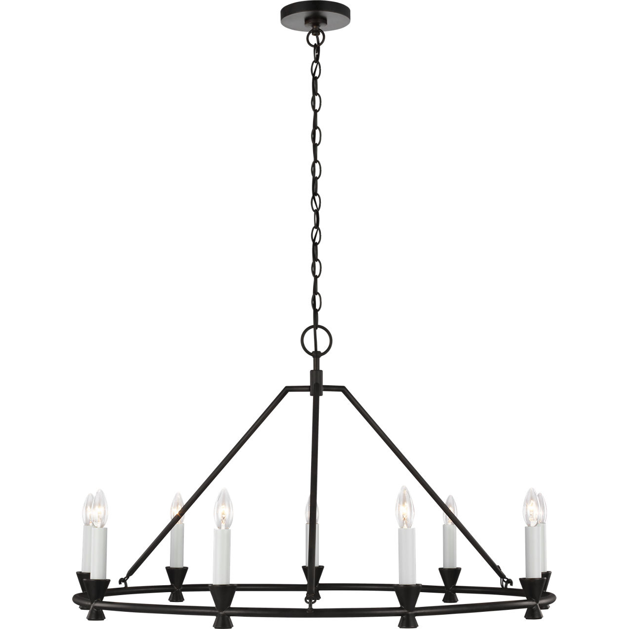 C&M by Chapman & Myers Keystone 9 Light 38 inch Aged Iron Chandelier Ceiling Light