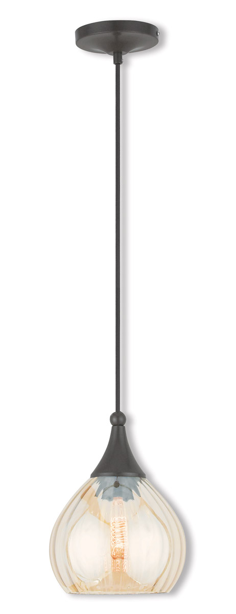 Art Glass 1 Light 7 inch English Bronze Mini Pendant Ceiling Light