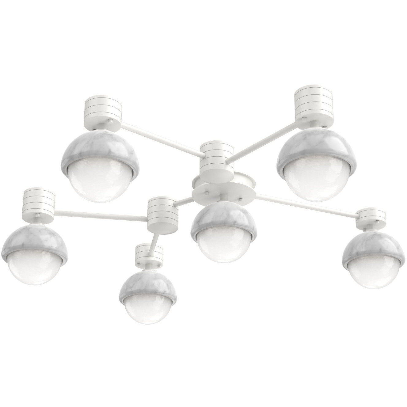 Cabochon Sconce & Flush Mount Wall Light in 3000K LED, Salt White with White Marble, White, Hub & Spoke
