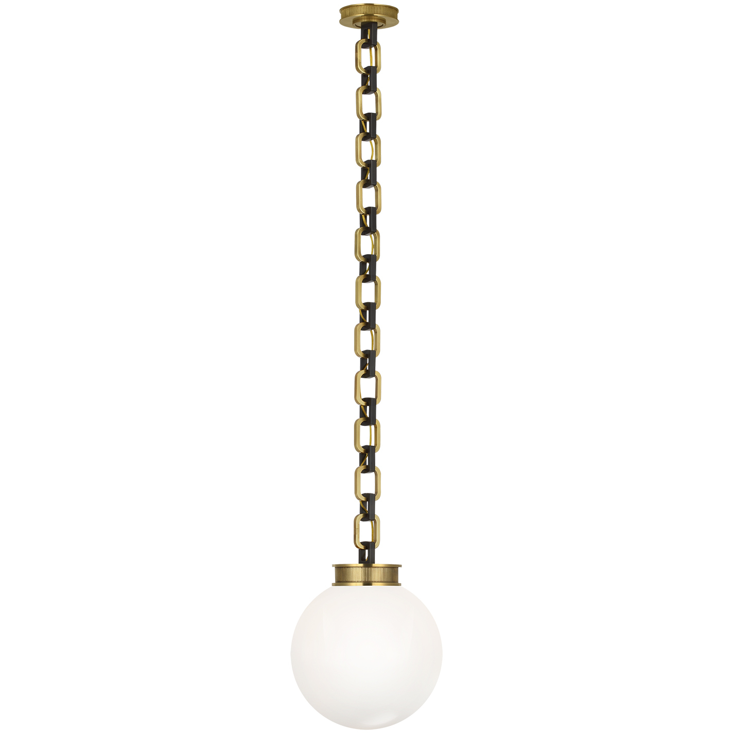 Marie Flanigan Bellamy LED 12 inch Soft Brass and Bronze Globe Chandelier Ceiling Light in White Glass