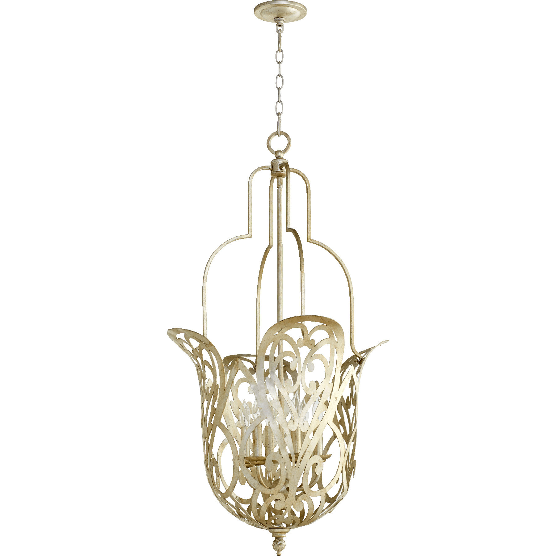 Le Monde 6 Light 20.75 inch Aged Silver Leaf Pendant Ceiling Light