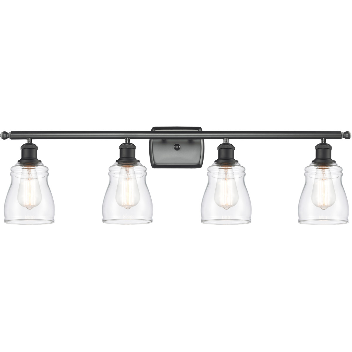 Ballston Ellery 4 Light 36 inch Matte Black Bath Vanity Light Wall Light in Clear Glass, Ballston